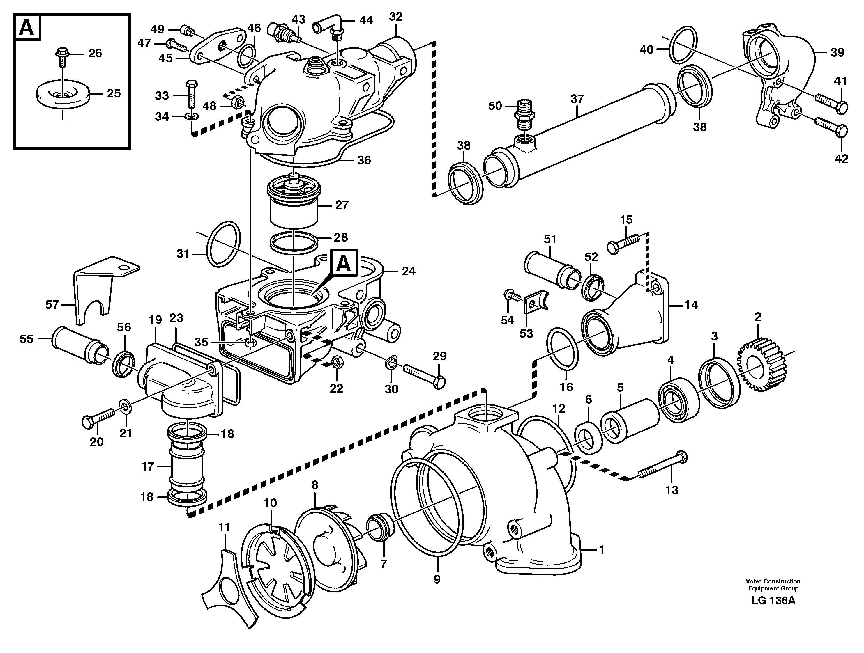 Water pump and thermostat — volvo parts diagram