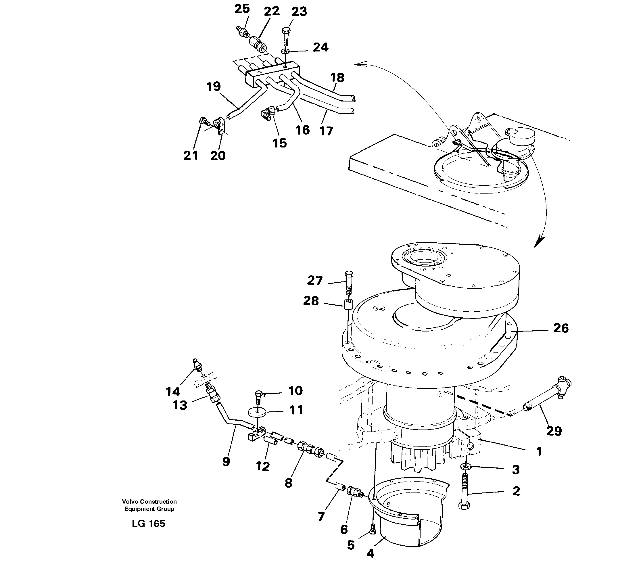 Superstructure with slew transmission — volvo parts diagram