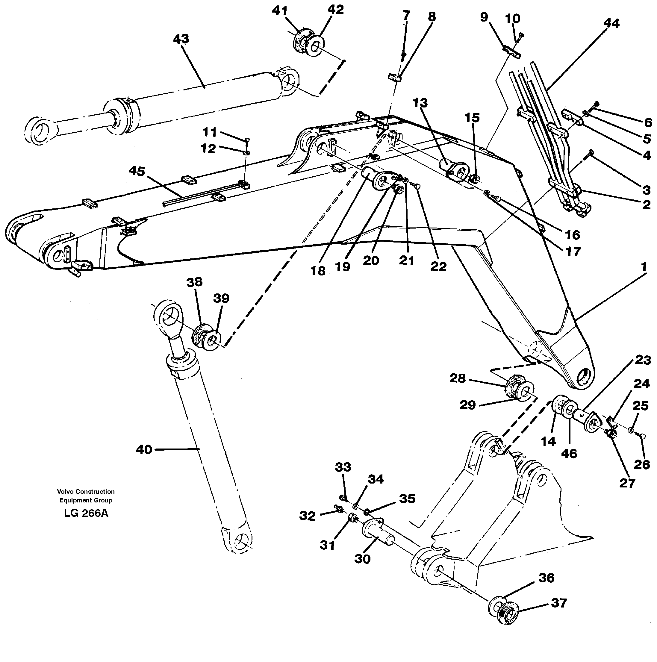 Backhoe boom 5.20m  14256368 — volvo parts diagram