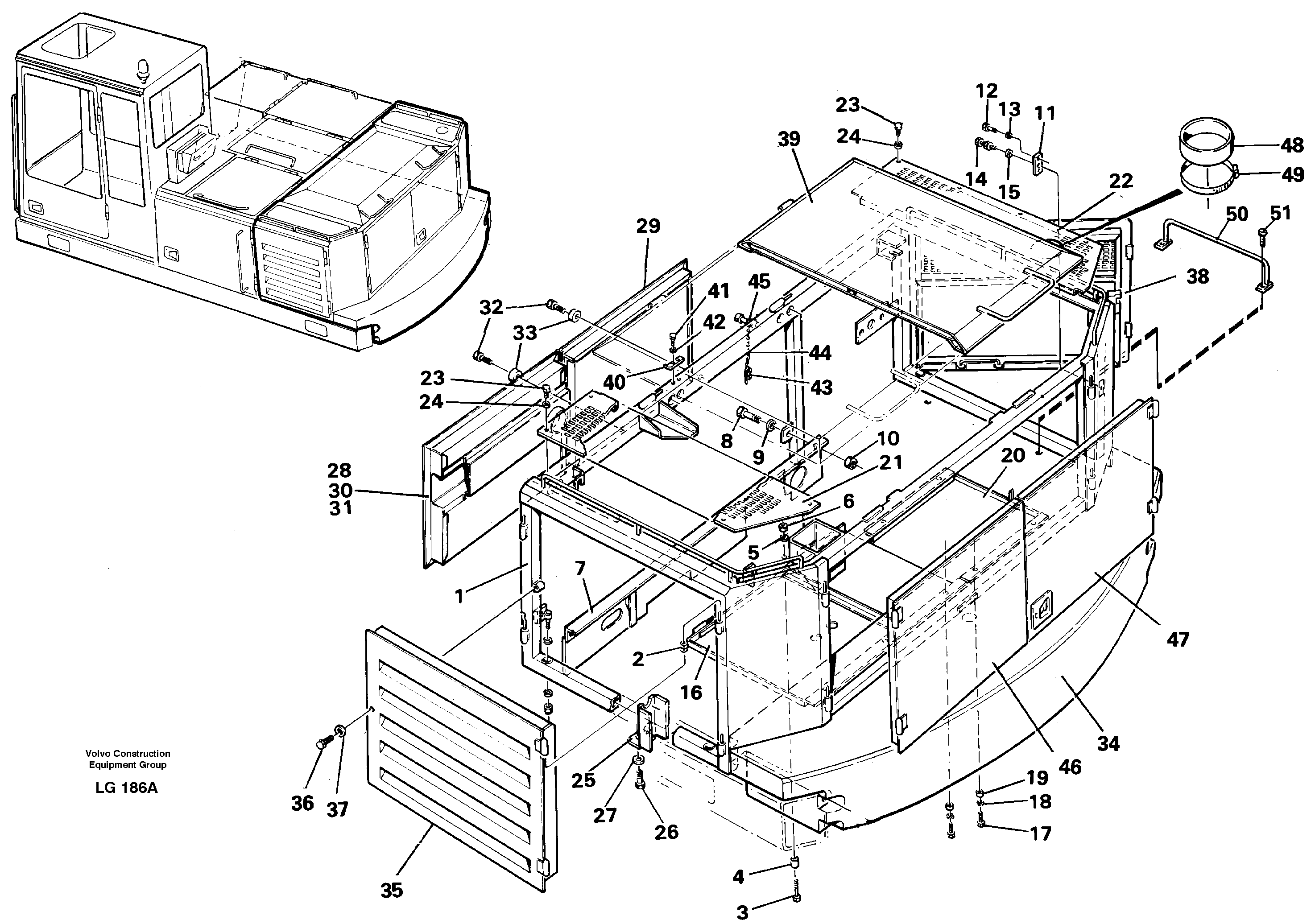 Frame, engine cover rear — volvo parts diagram