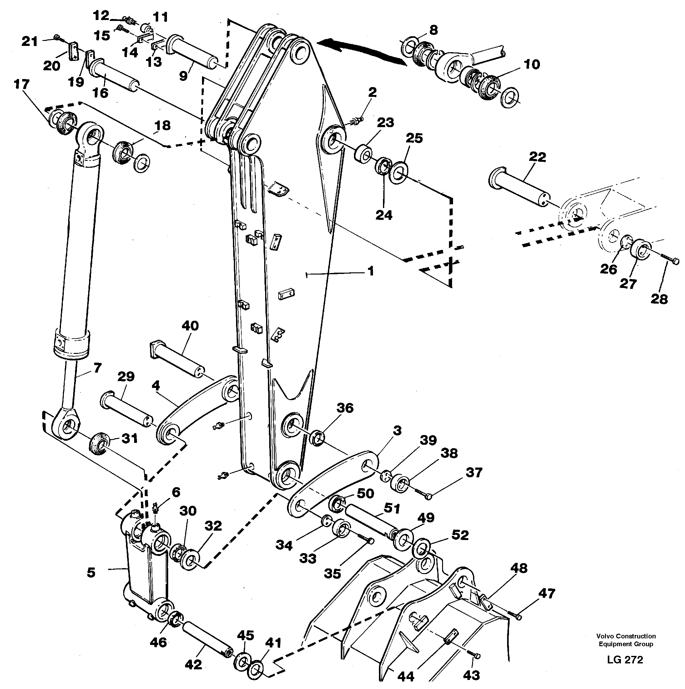 Backhoe dipper arm 2.4m  14255878 — volvo parts diagram