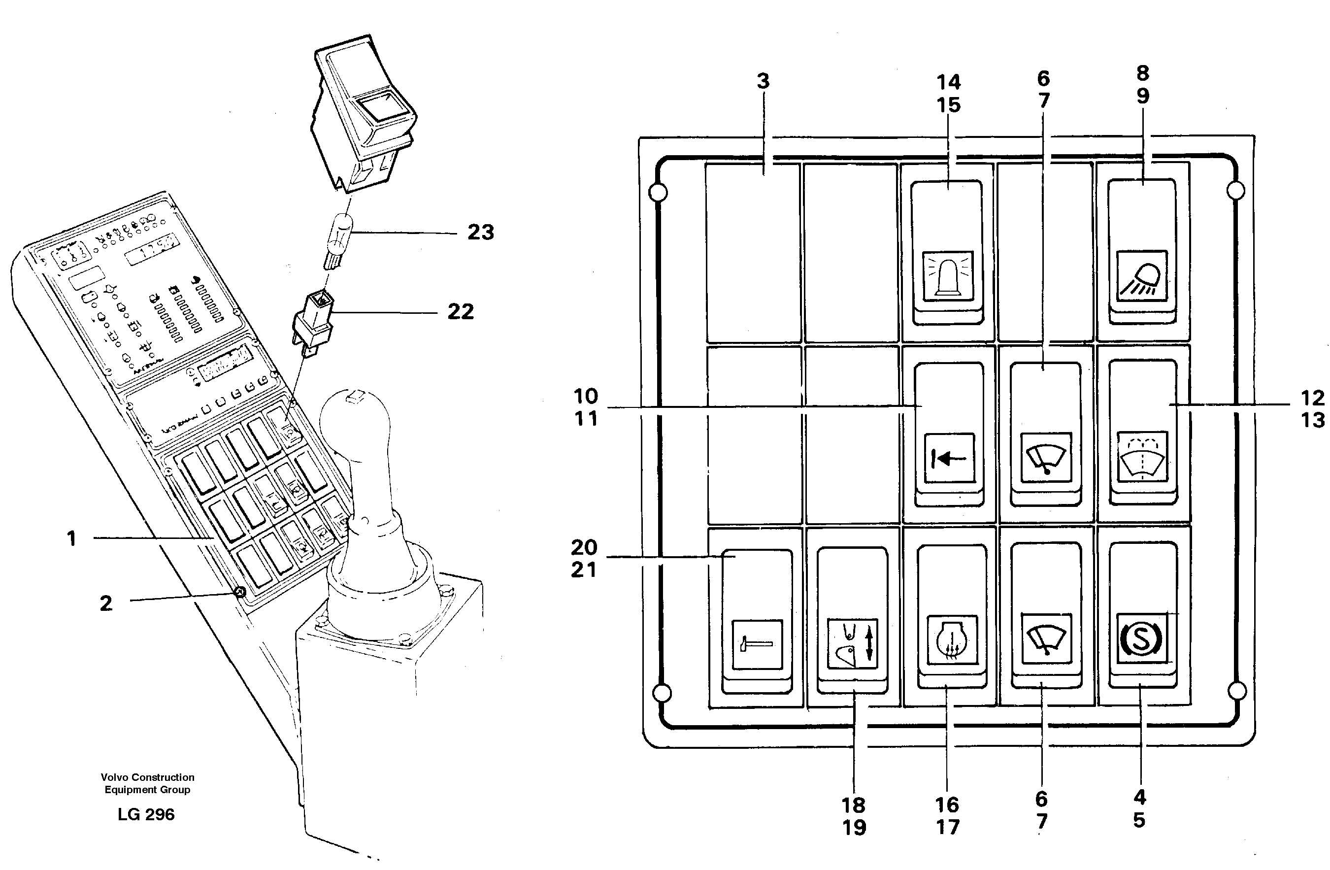 Toggle switch panel — volvo parts diagram