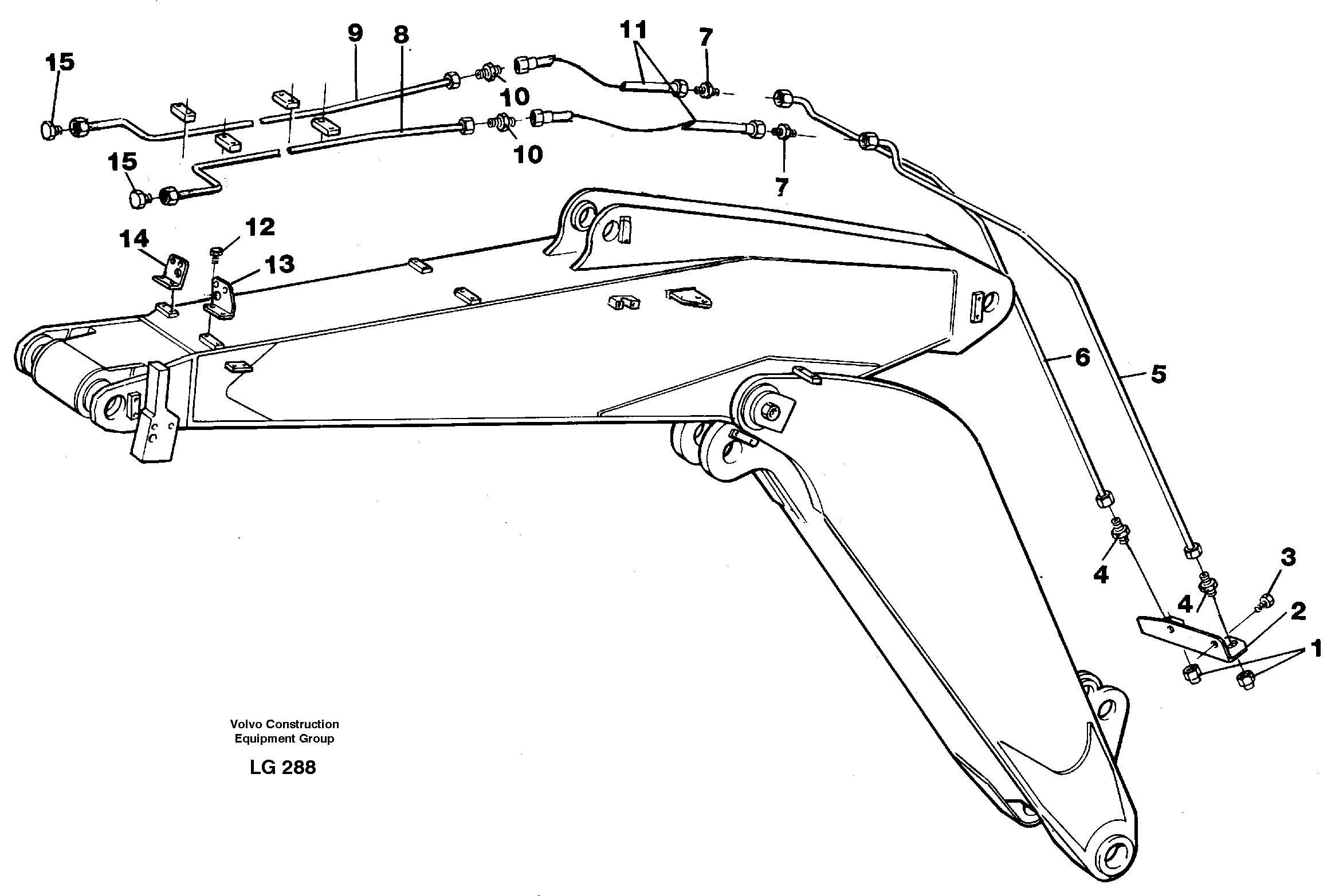 Slope bucket and grab equipment on adjustable boom  14256065 — volvo parts diagram