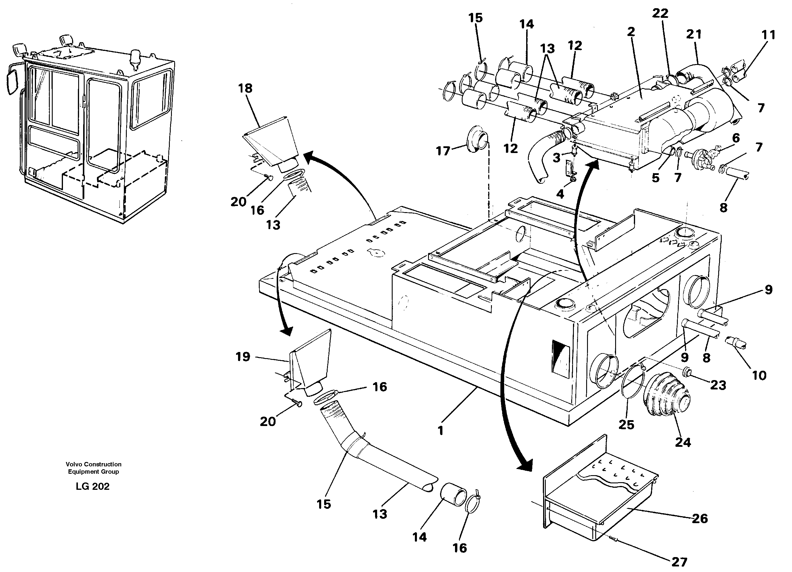 Cab heater with fitting parts — volvo parts diagram