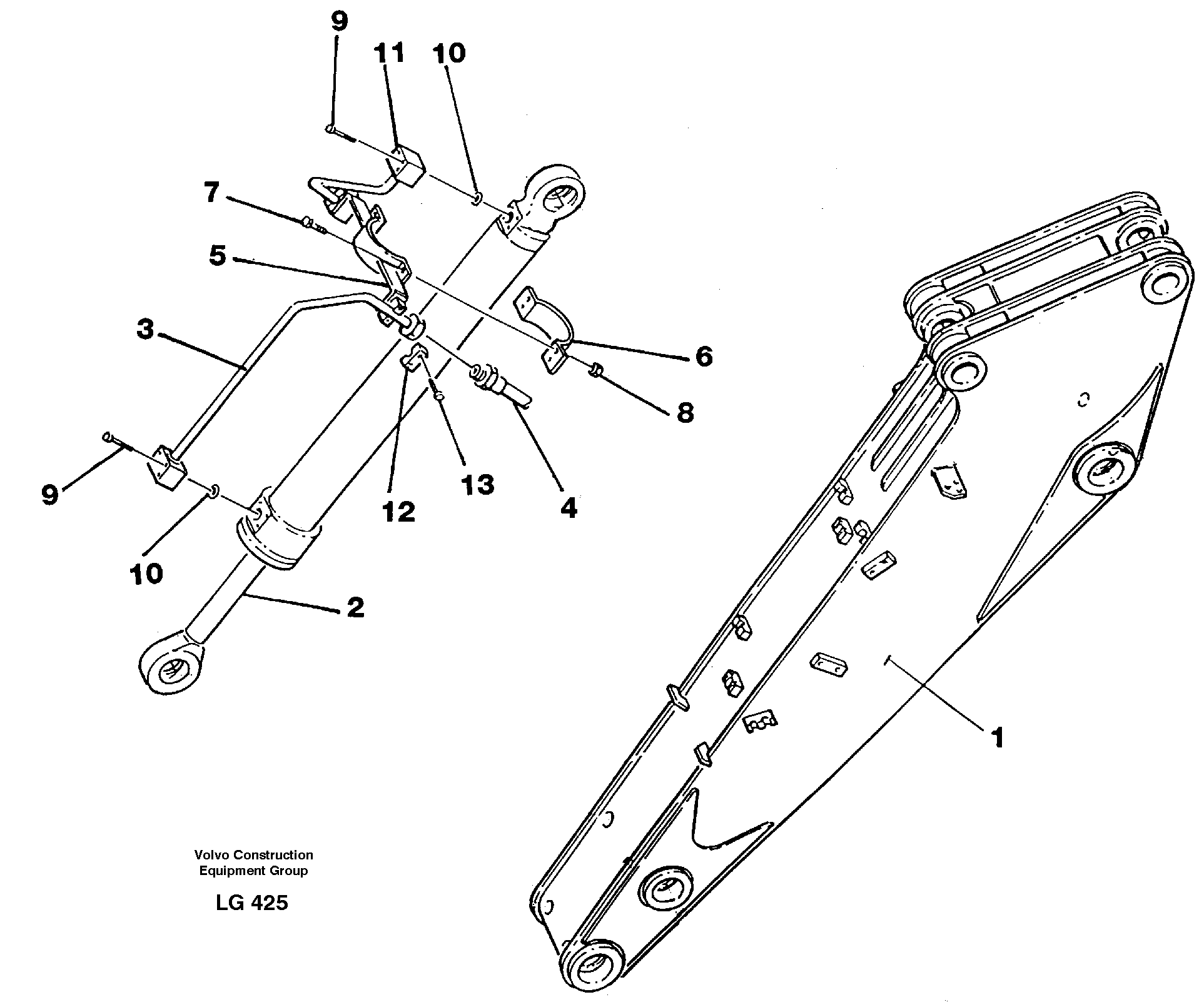 Hydraulic system, dipperarm  14255877 14255878 14255879 — volvo parts diagram