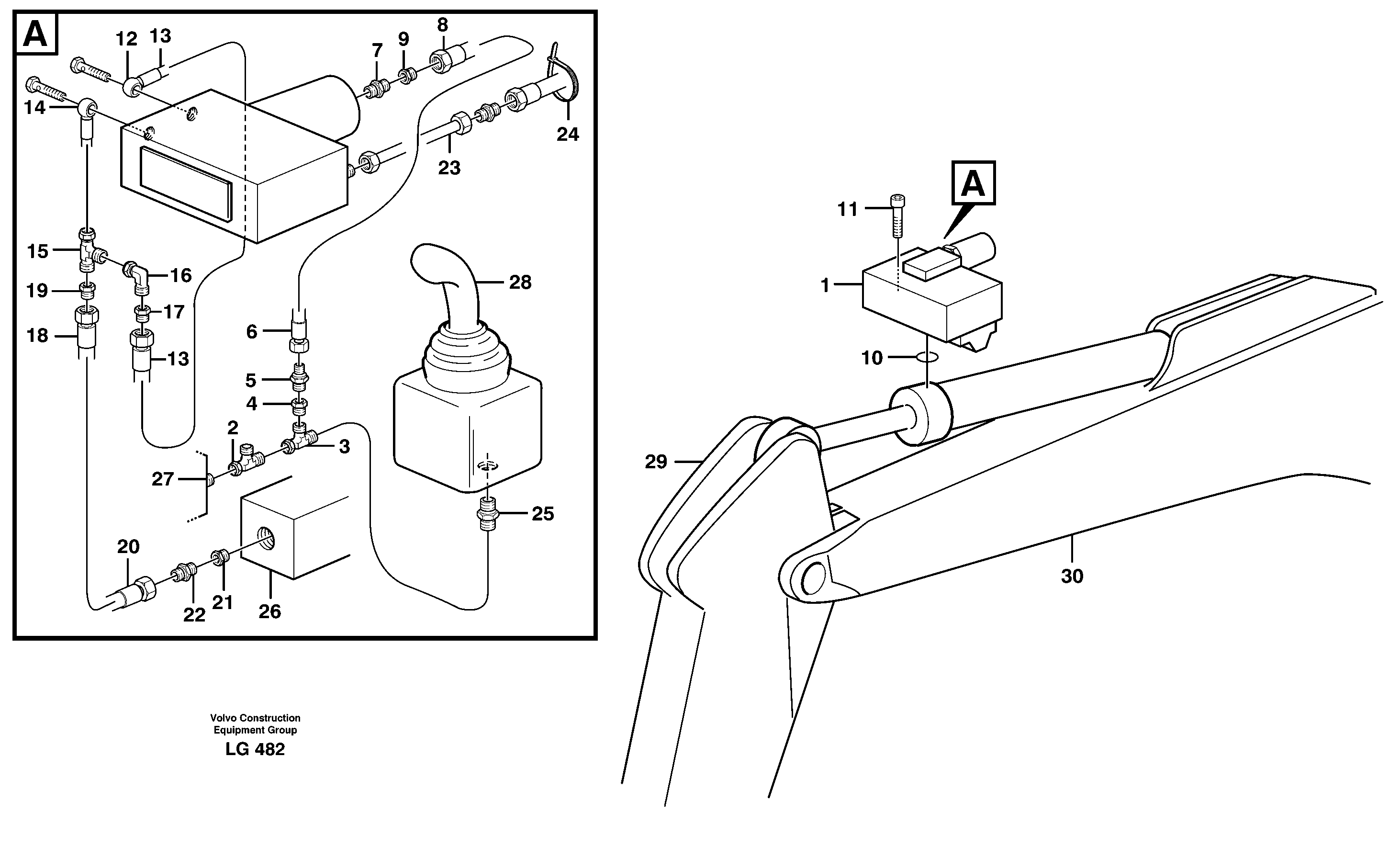 Hydraulic system, line brk valve,dipper arm — volvo parts diagram