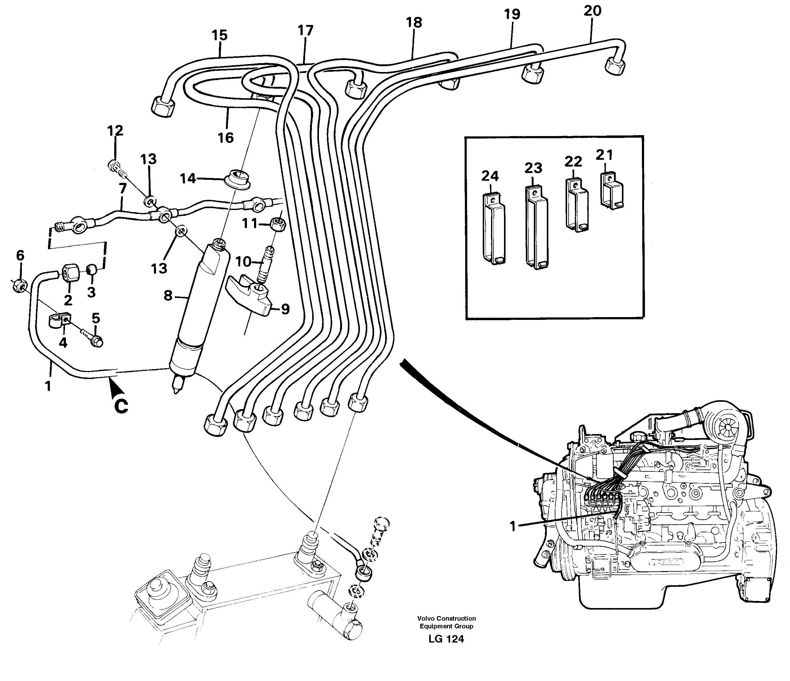 Fuel lines, injectors — volvo parts diagram