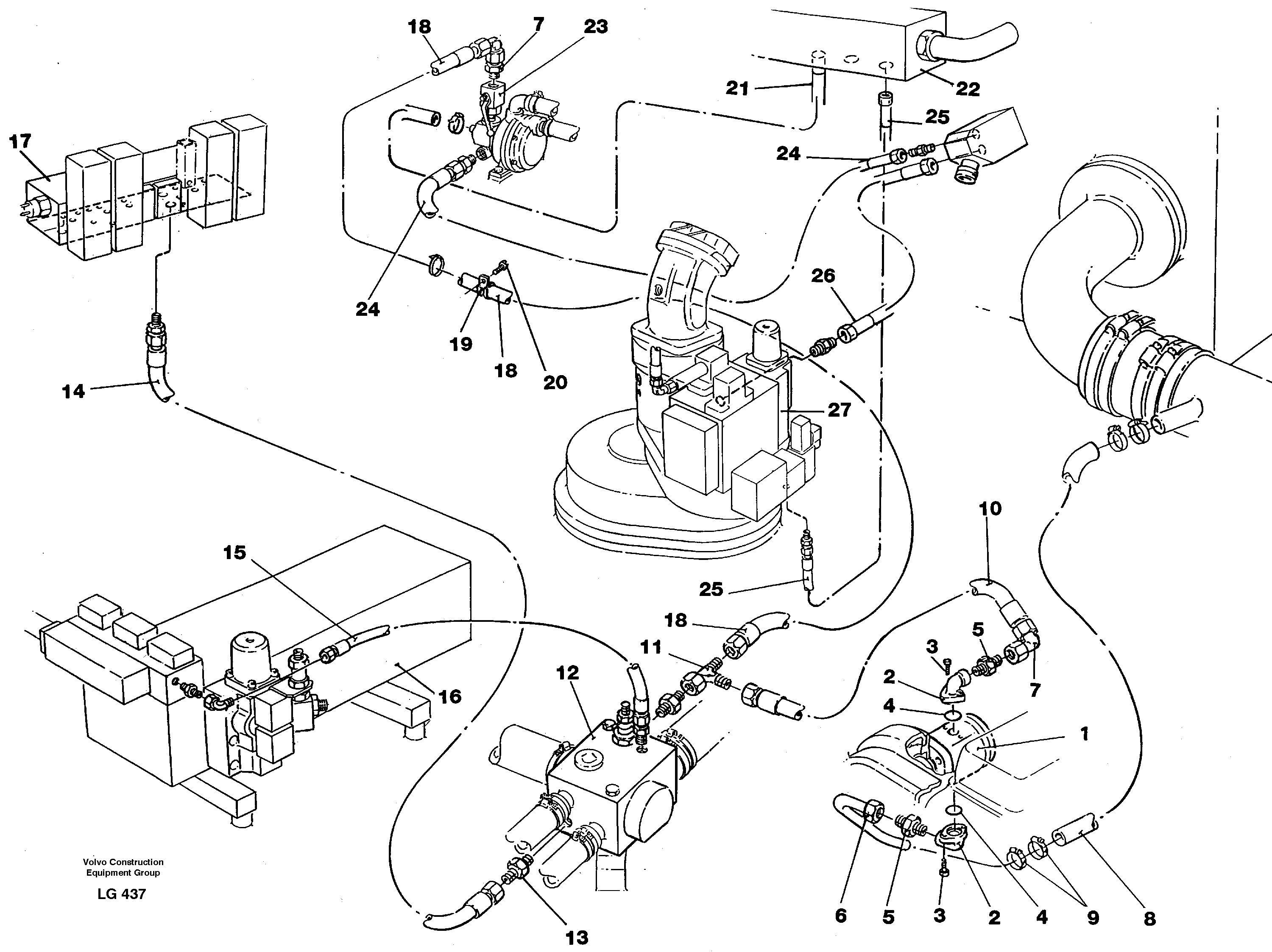 Hydraulic line, servo pump — volvo parts diagram