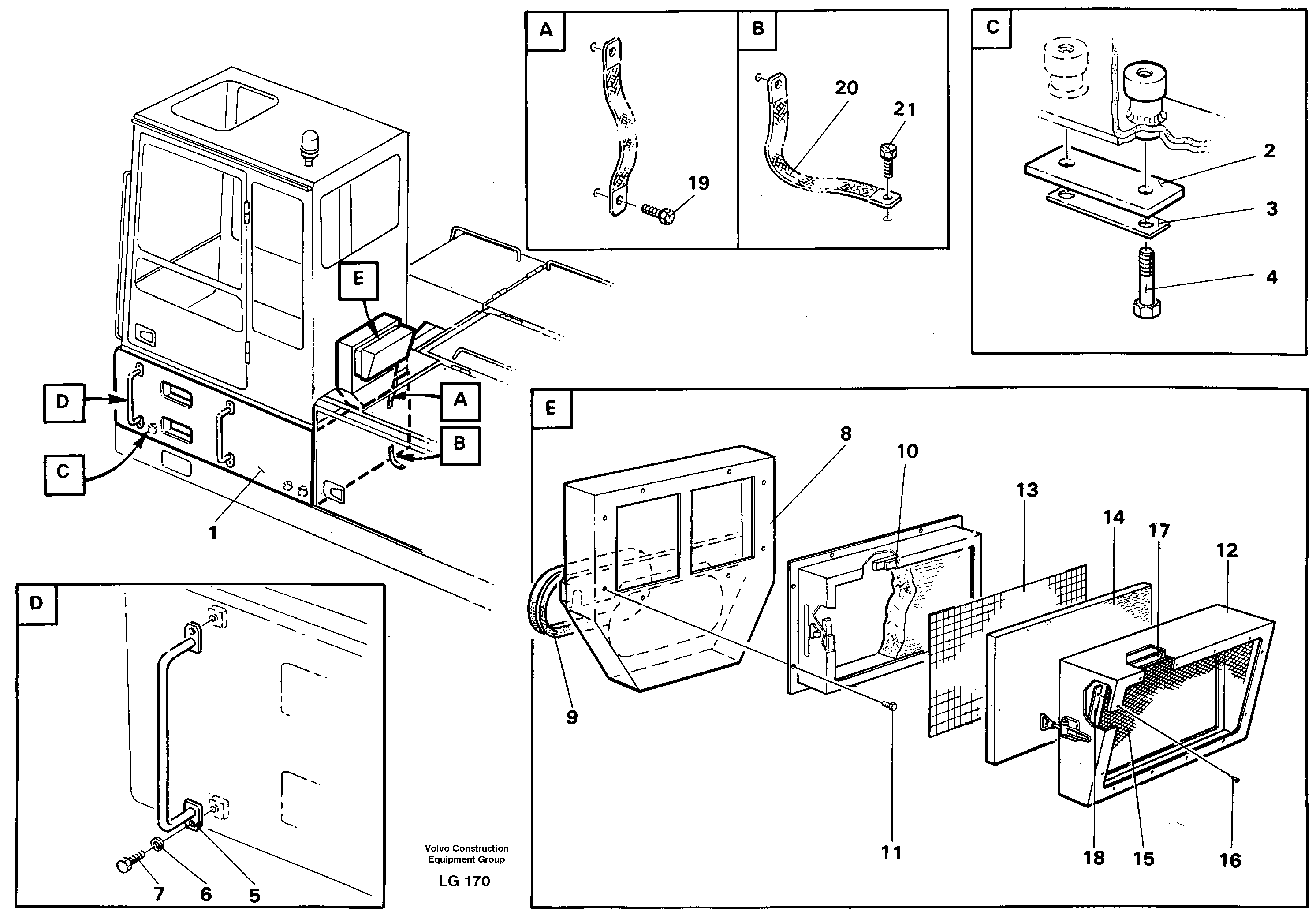 Cab elevation on superstructure, 600 mm — volvo parts diagram