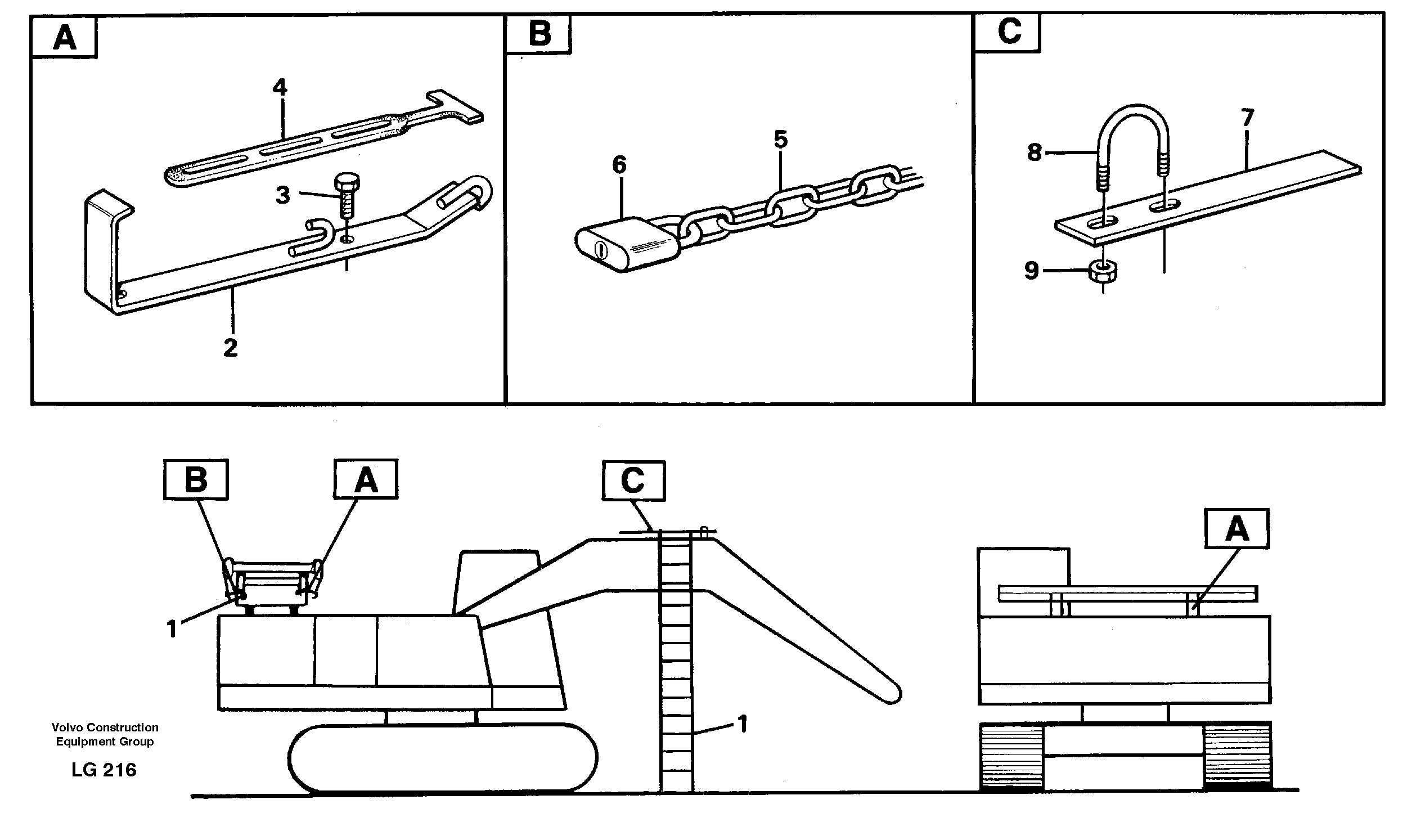 Ladder with cage  14022280 — volvo parts diagram