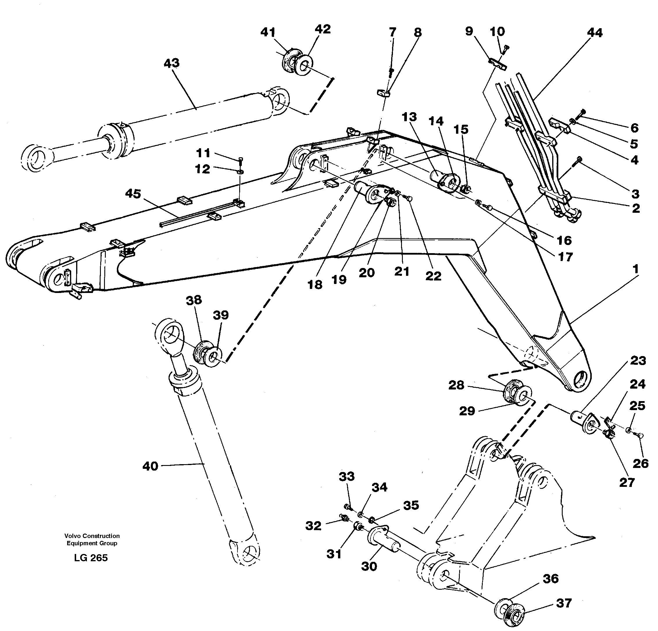 Backhoe boom 4,65m  14252242 — volvo parts diagram
