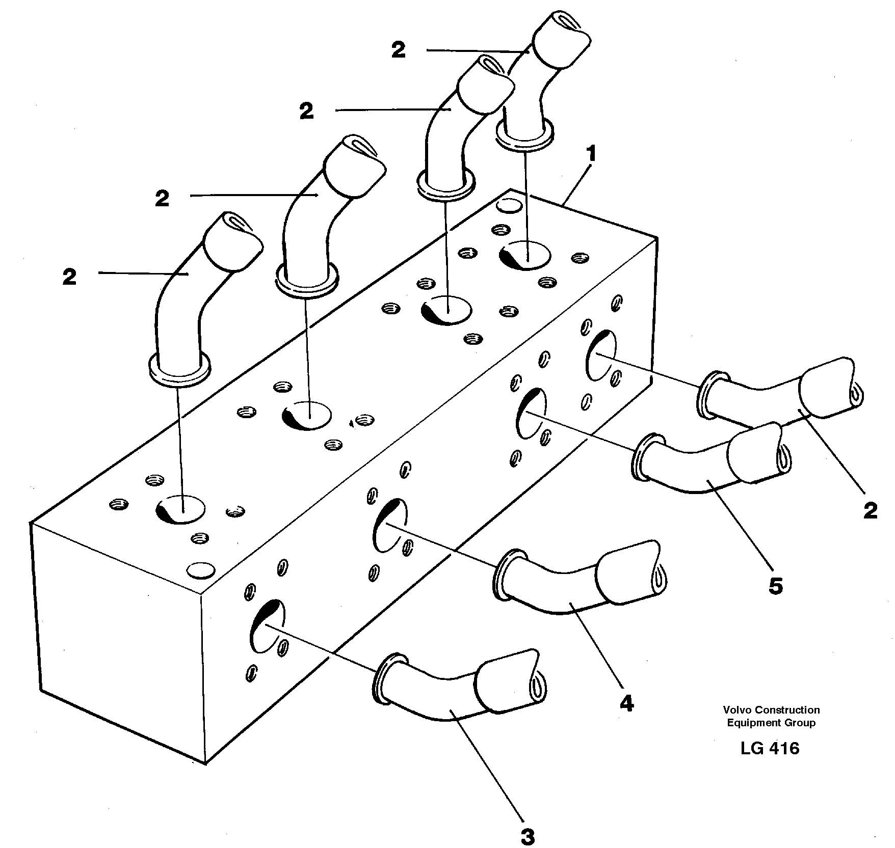 Connection block with hoses — volvo parts diagram
