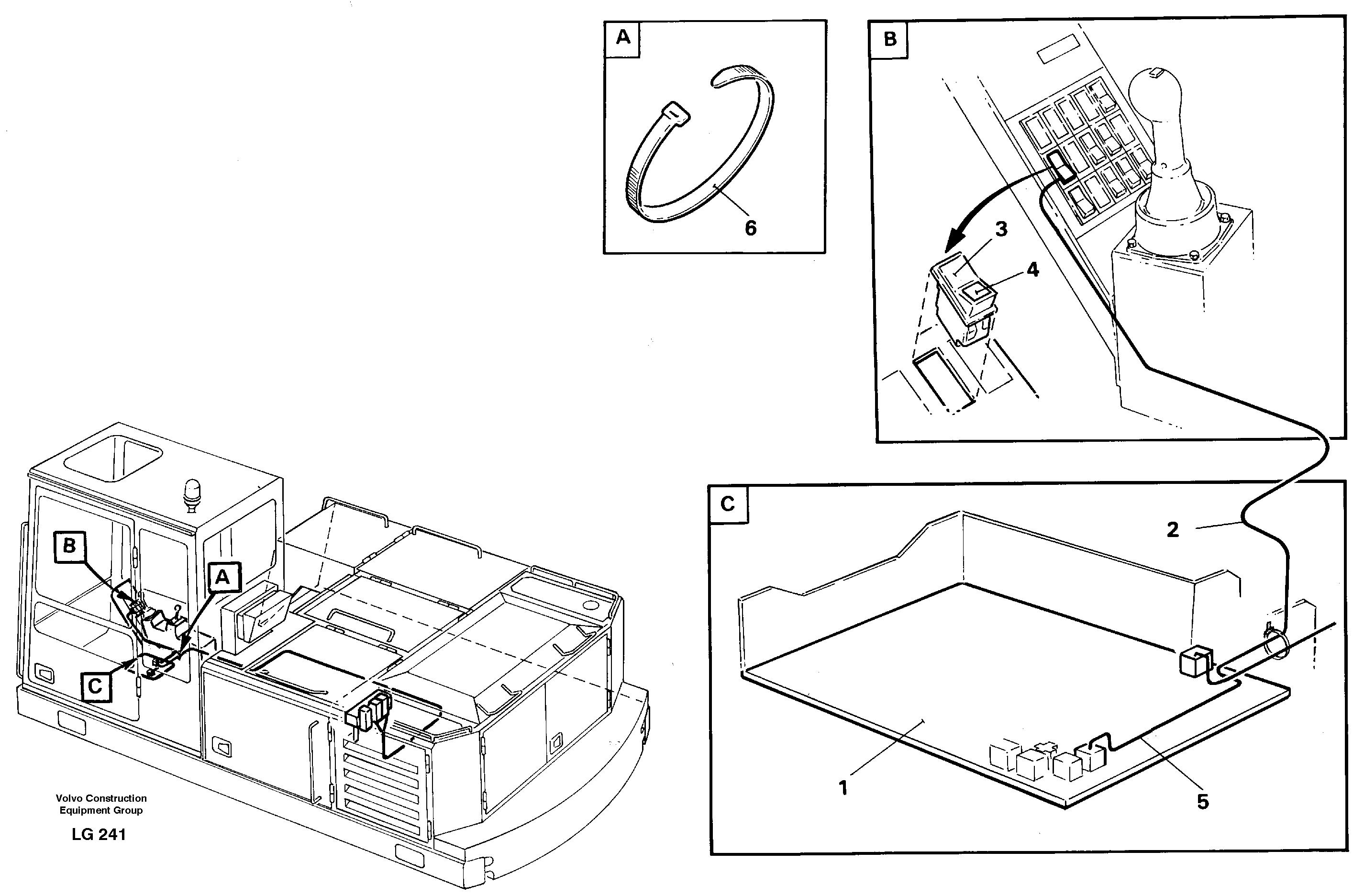 Electric installation of hammer/shears for mono- bloc boom  14260165,14265854 — volvo parts diagram