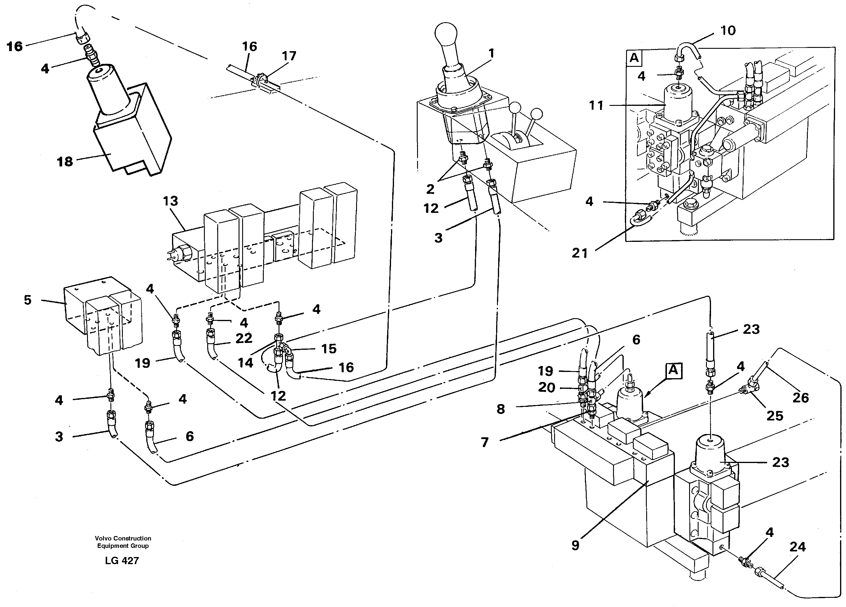Servo hydraulics, boom — volvo parts diagram