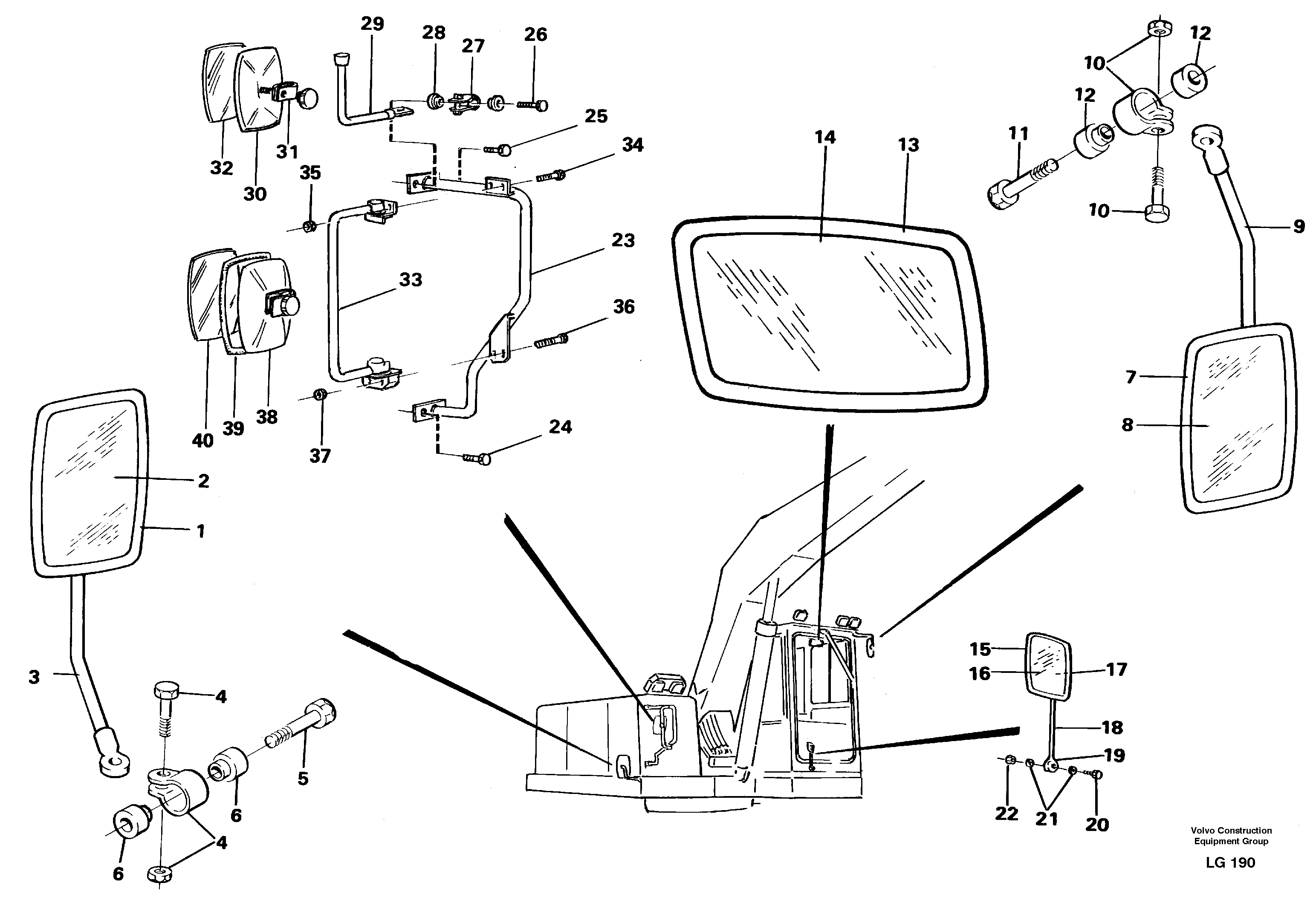 Rear view mirror — volvo parts diagram