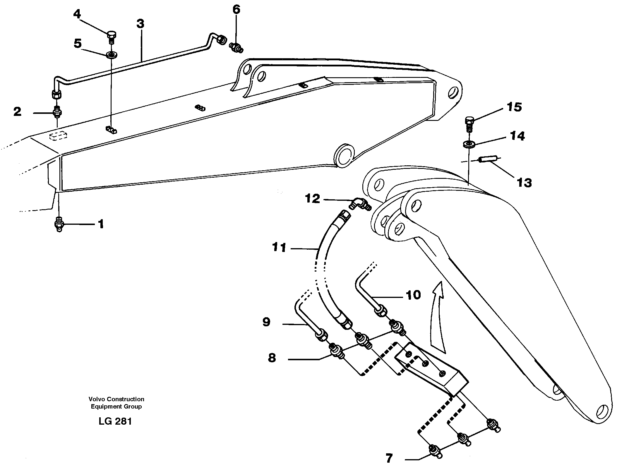 Backhoe lubricating. Adjustable boom. — volvo parts diagram