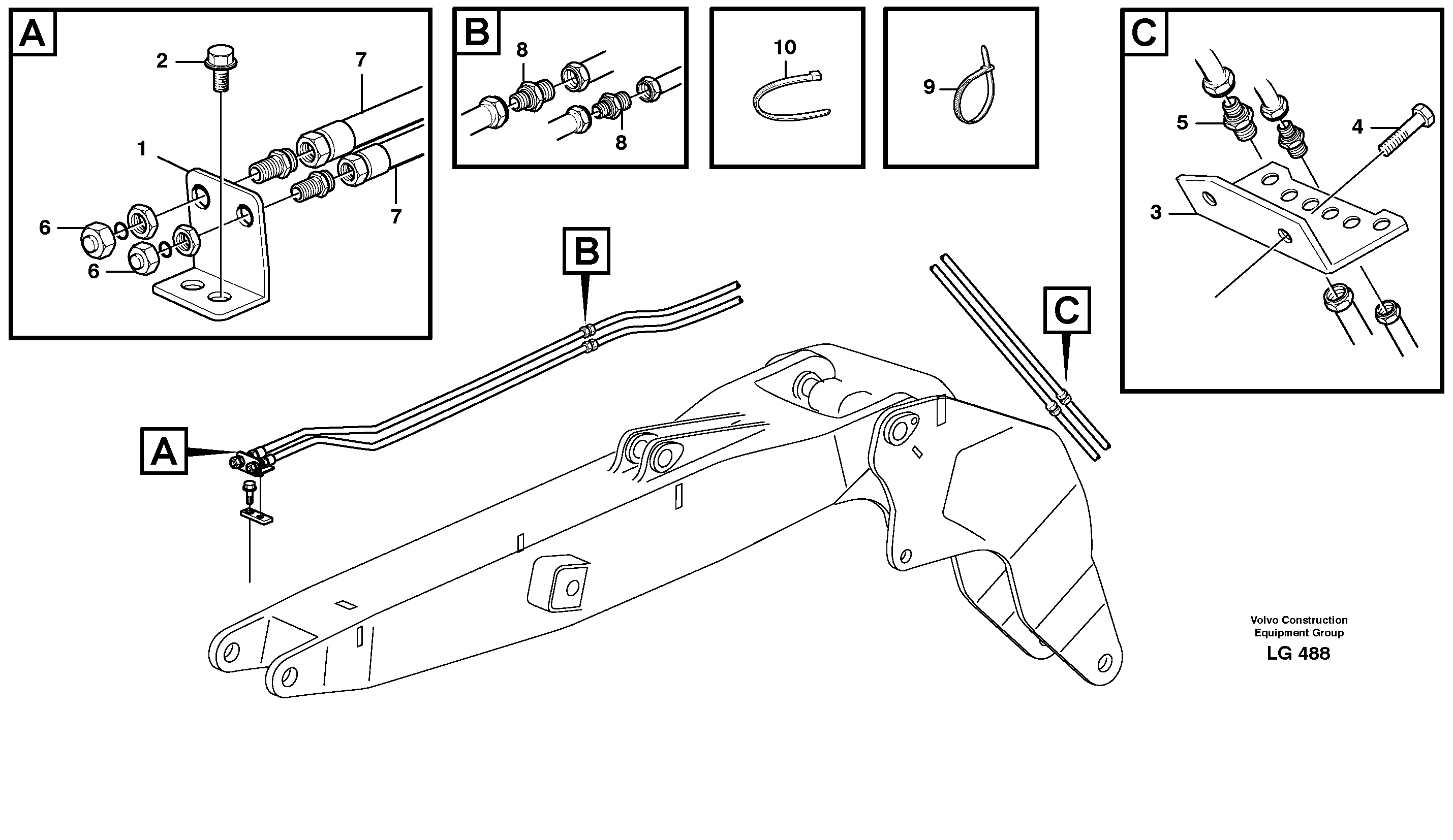 Grab equipm./adj. boom incl. switch valve 5.1 m  14260118 — volvo parts diagram