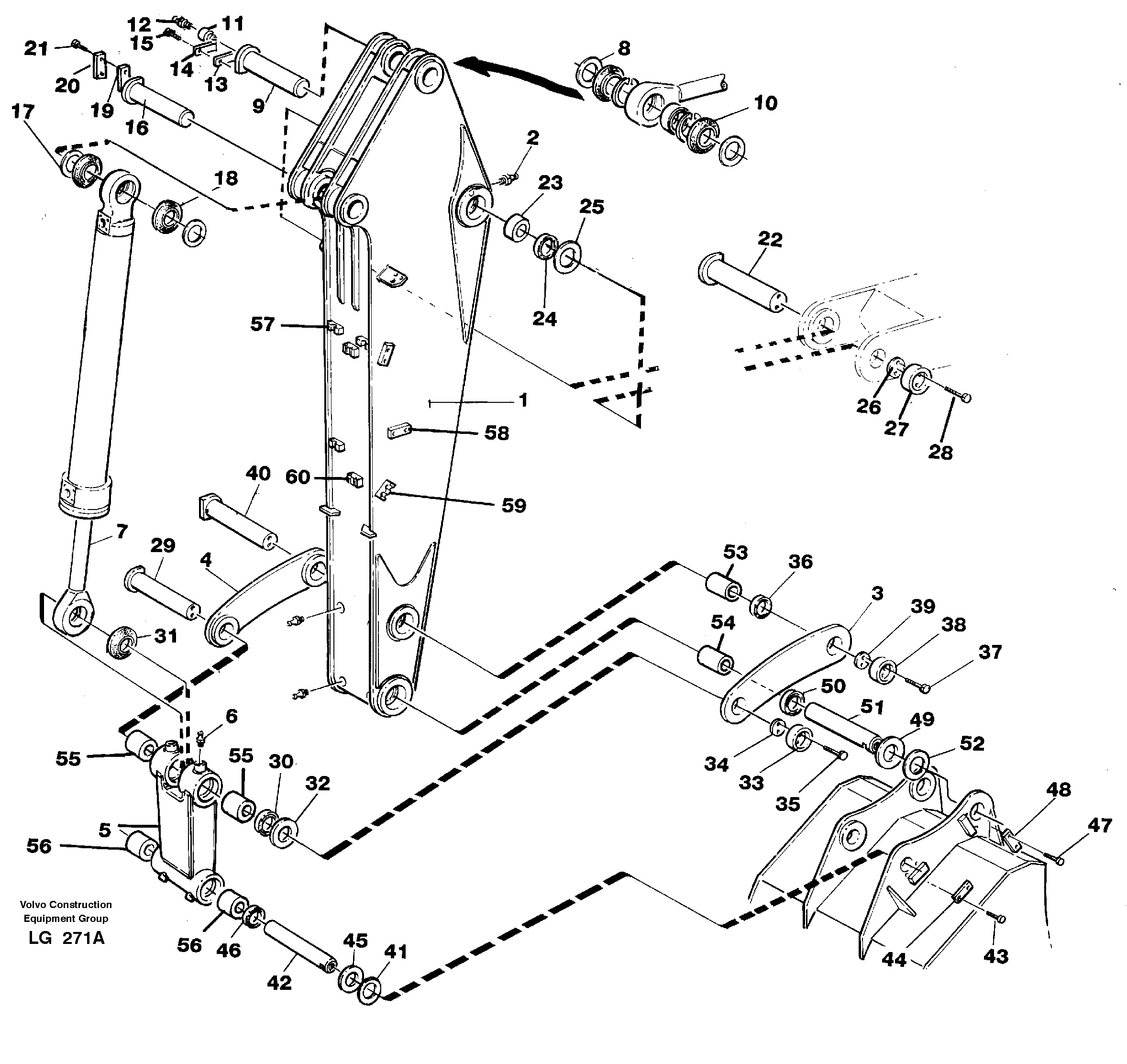 Backhoe dipper arm 2.0m  14255877 — volvo parts diagram