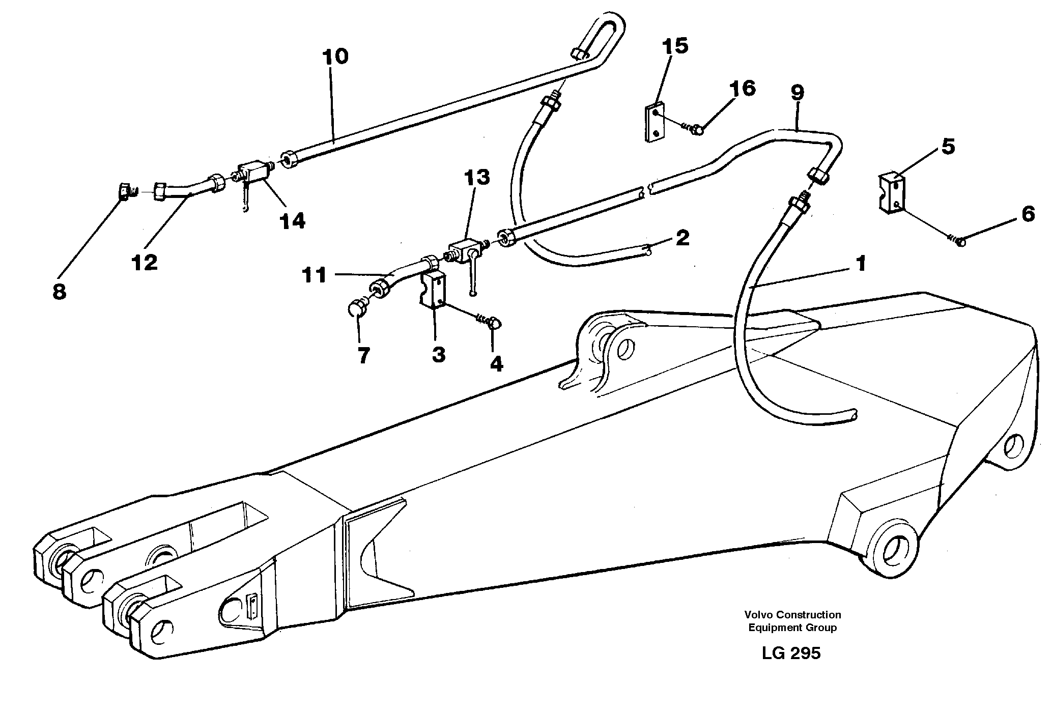 Hammer hydraulics for dipper arm incl. shut-offcocks. — volvo parts diagram