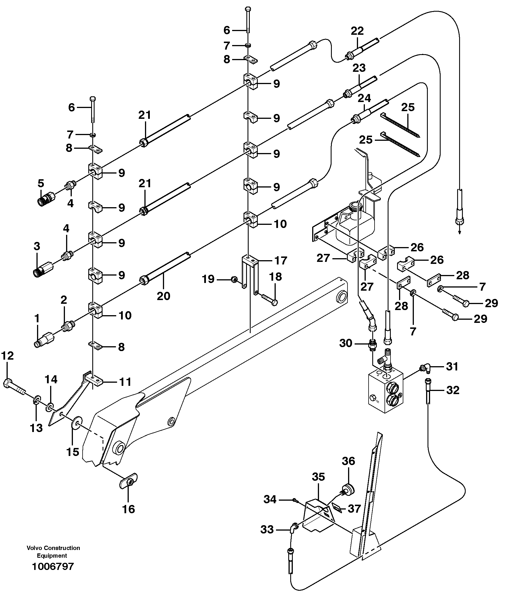 High flow hydraulic circuit  11840161,11840162 — volvo parts diagram
