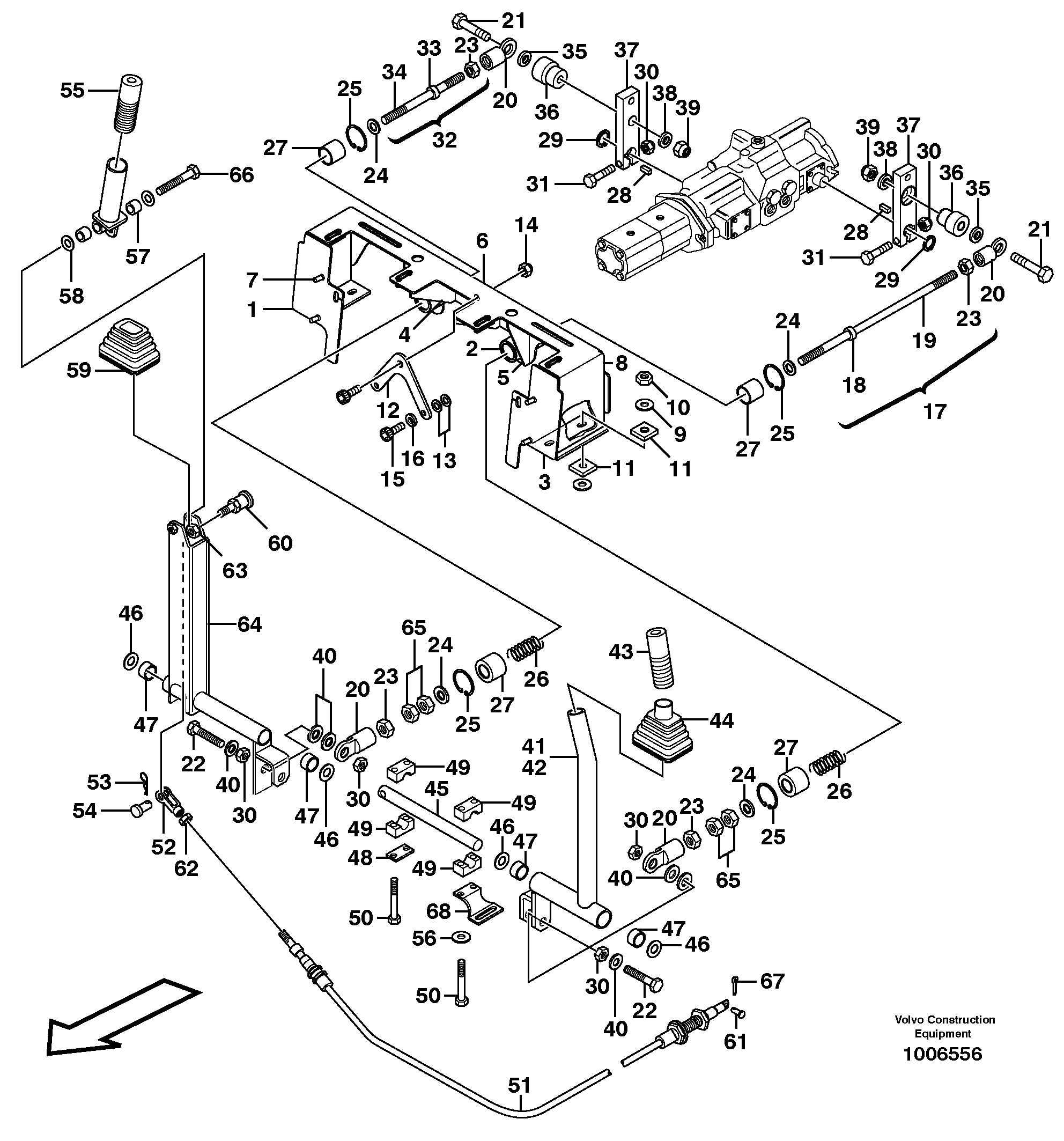 Auxiliary control levers, forward/reverse — volvo parts diagram