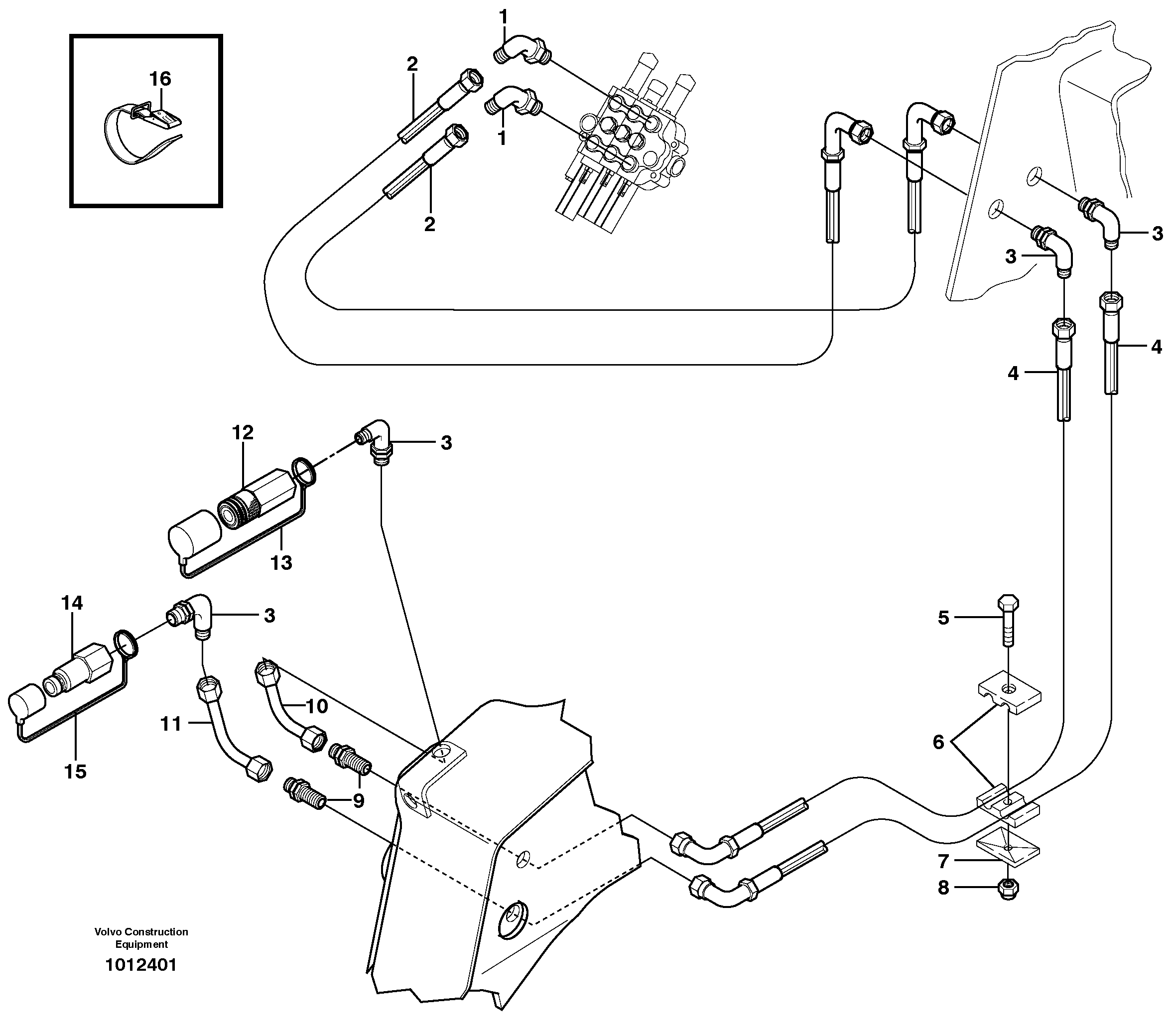 Auxiliary hydraulic circuit — volvo parts diagram