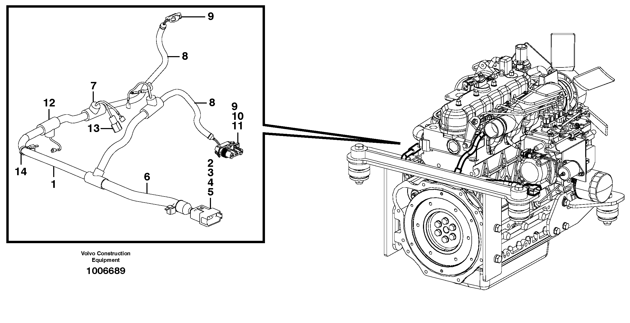 Cable harness, engine — volvo parts diagram