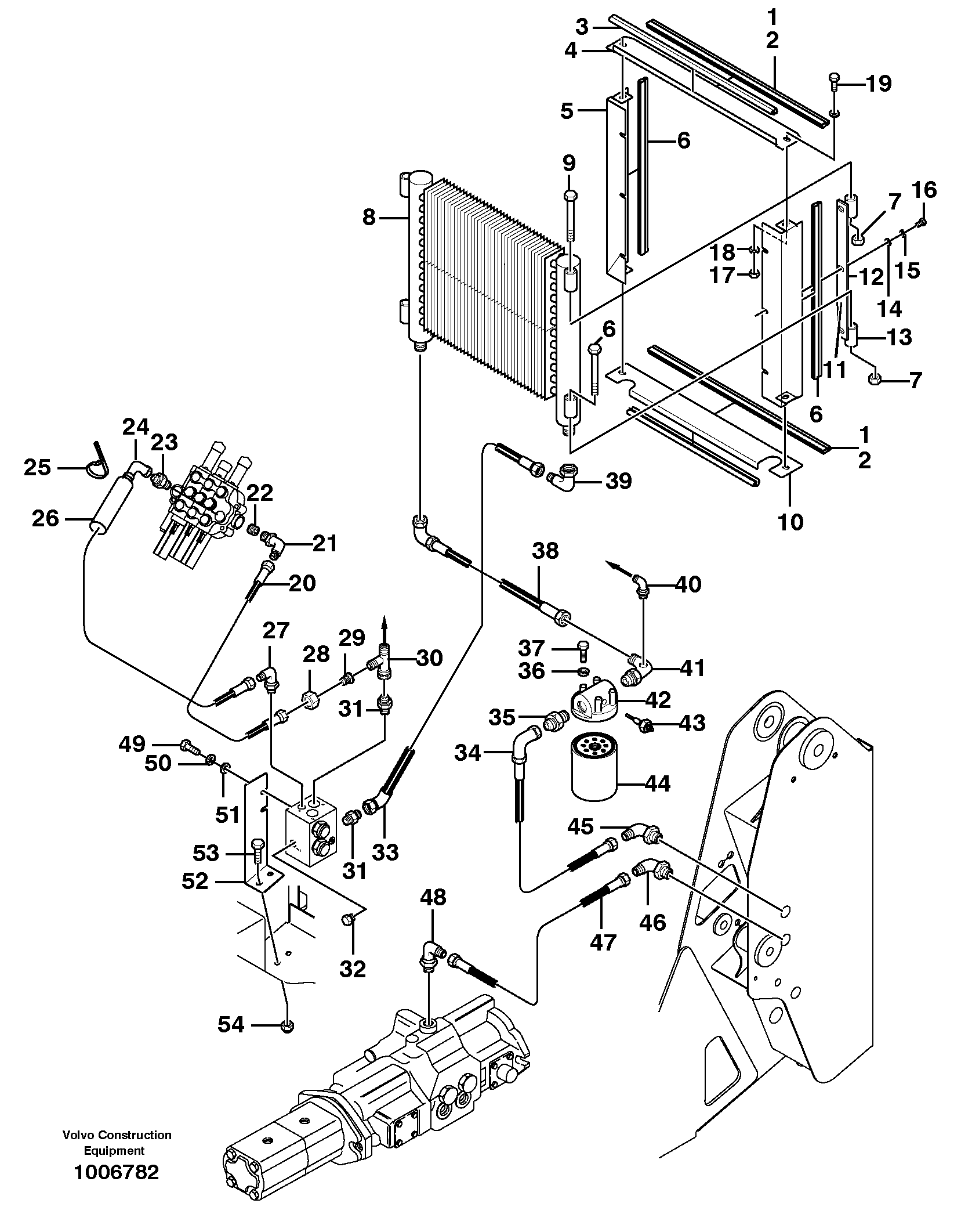 Return and cooling hydraulic circuits  11840161,11840162 — volvo parts diagram
