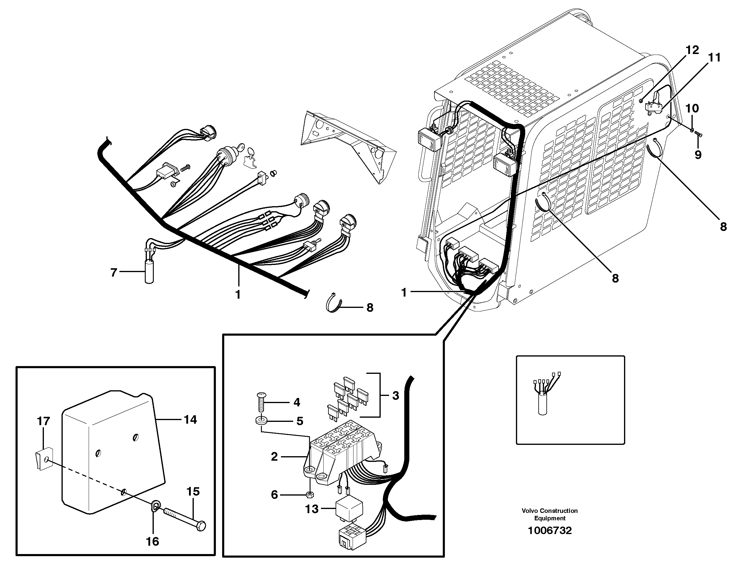 Cable harnesses, cab — volvo parts diagram