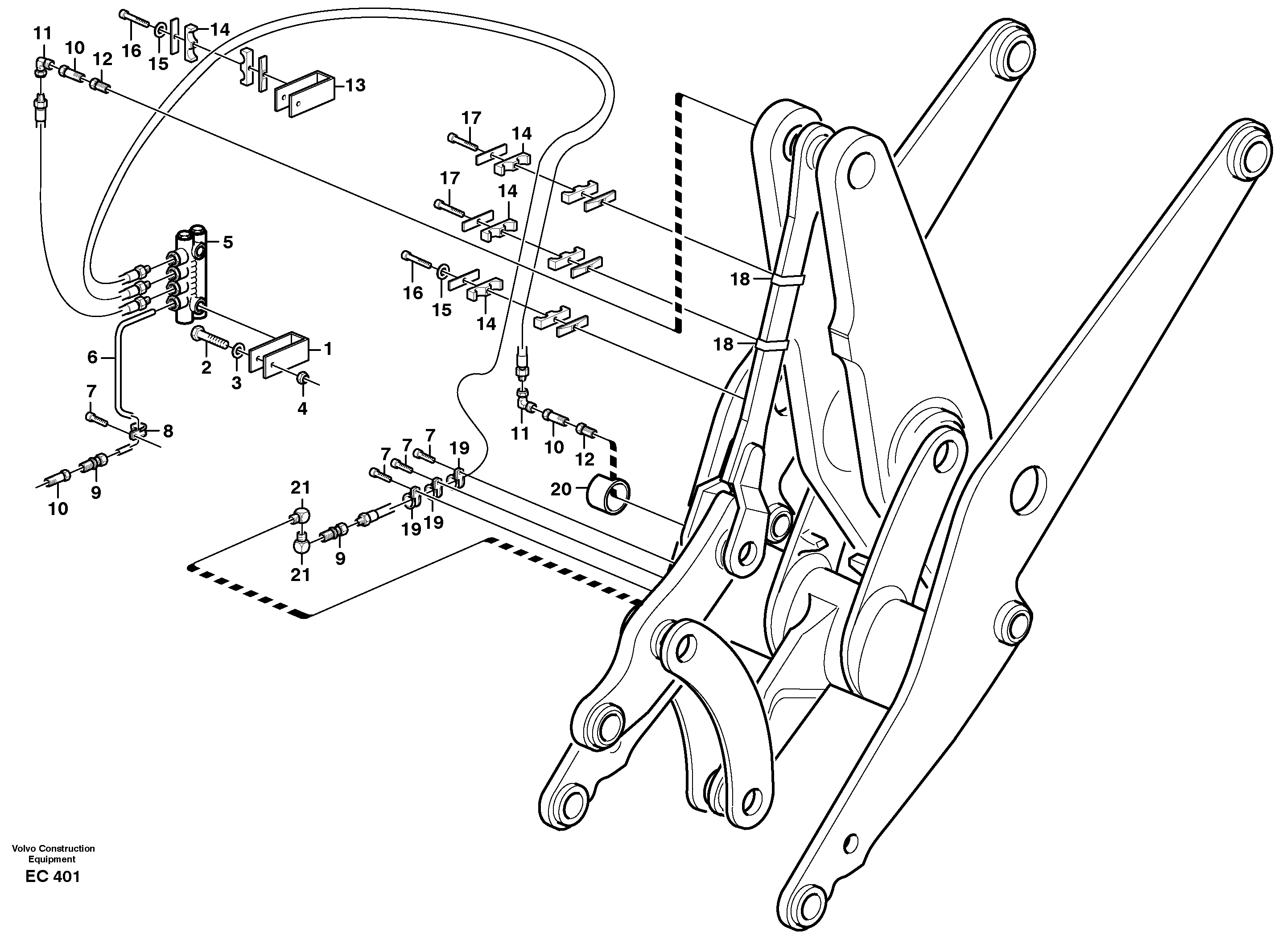 Central lubrication with fitting parts. B3  80580 — volvo parts diagram