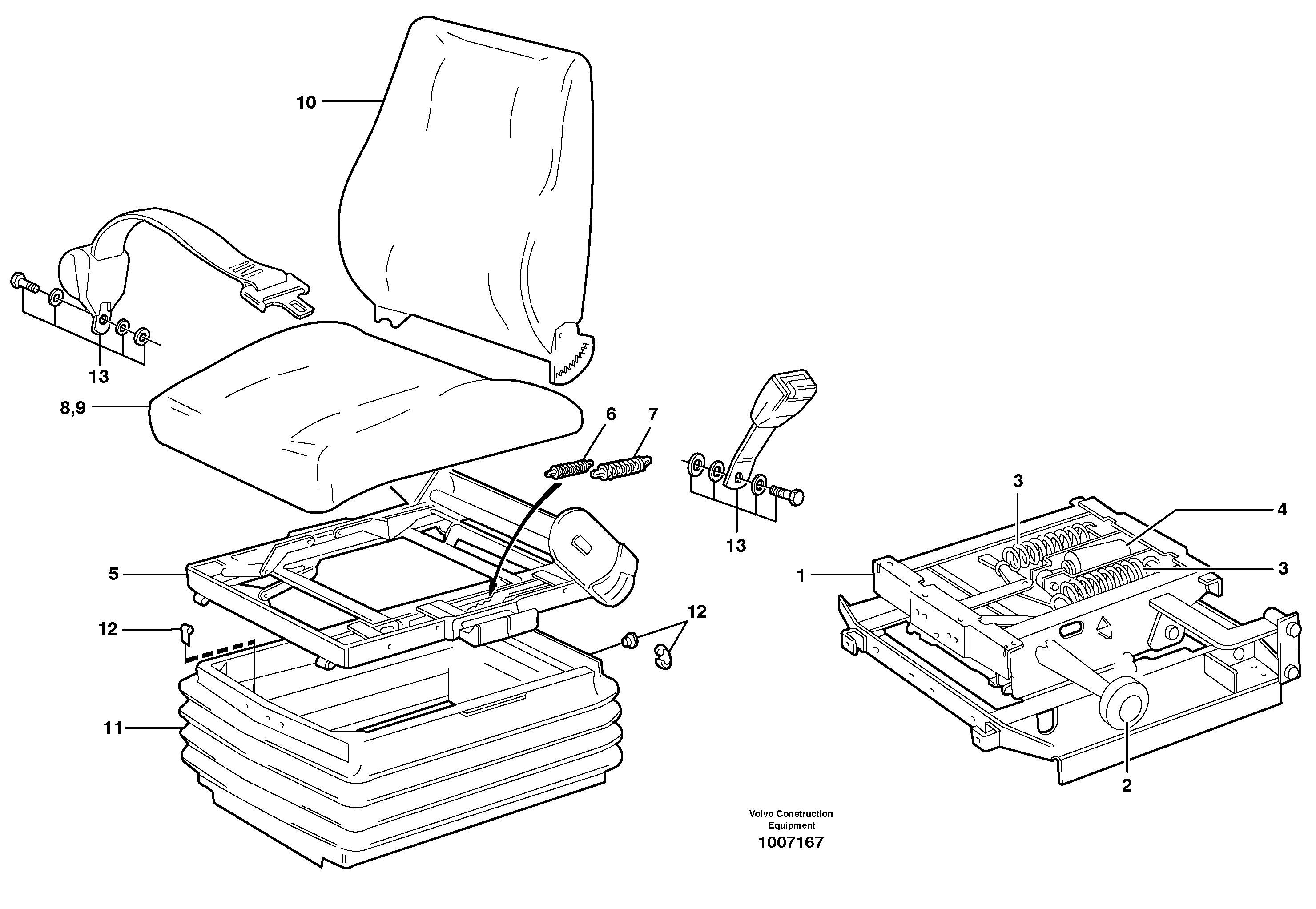 Operator's seat  33159, 33164 — volvo parts diagram