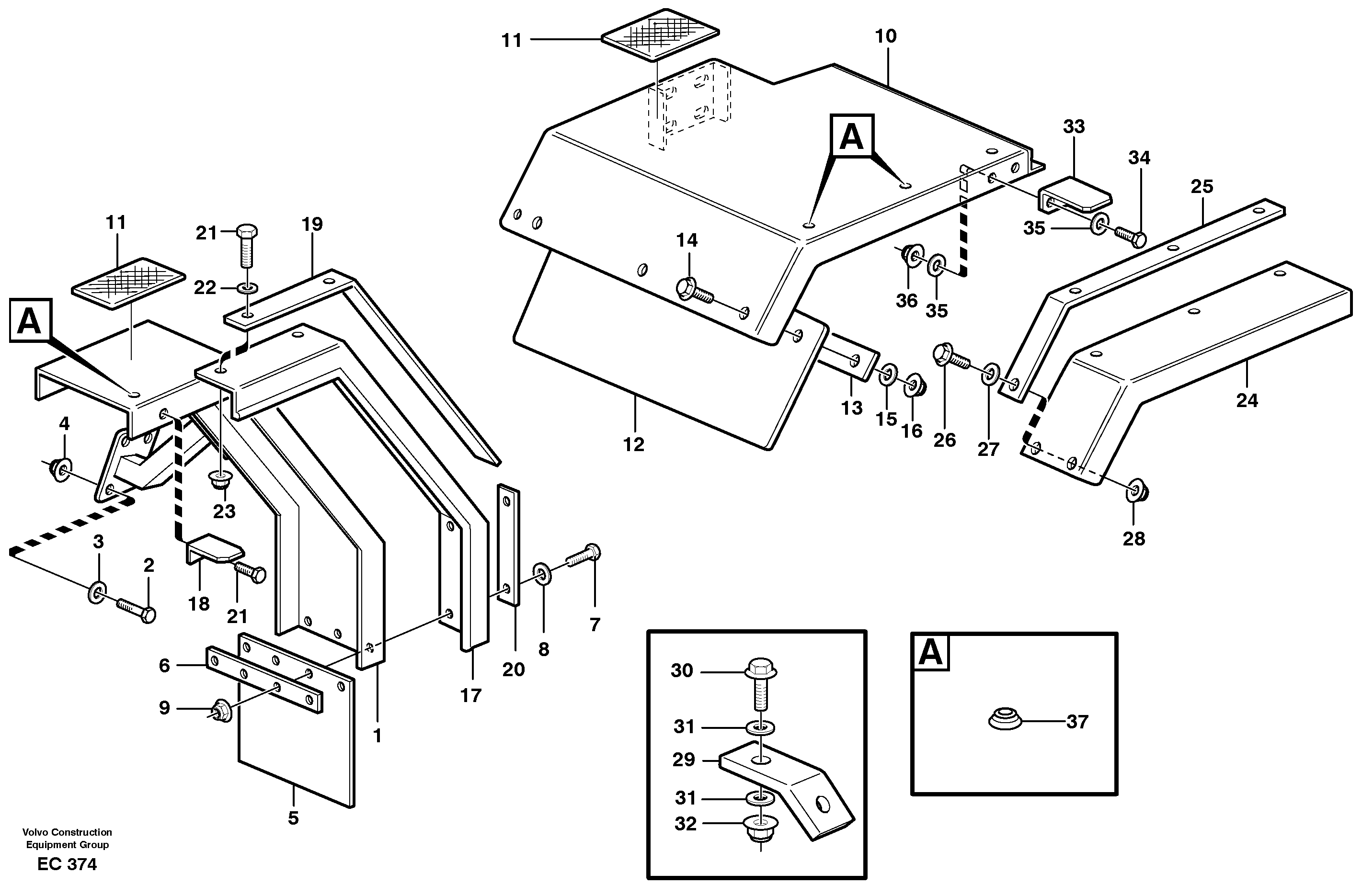 Fenders, front and rear.  93905, 80012 — volvo parts diagram