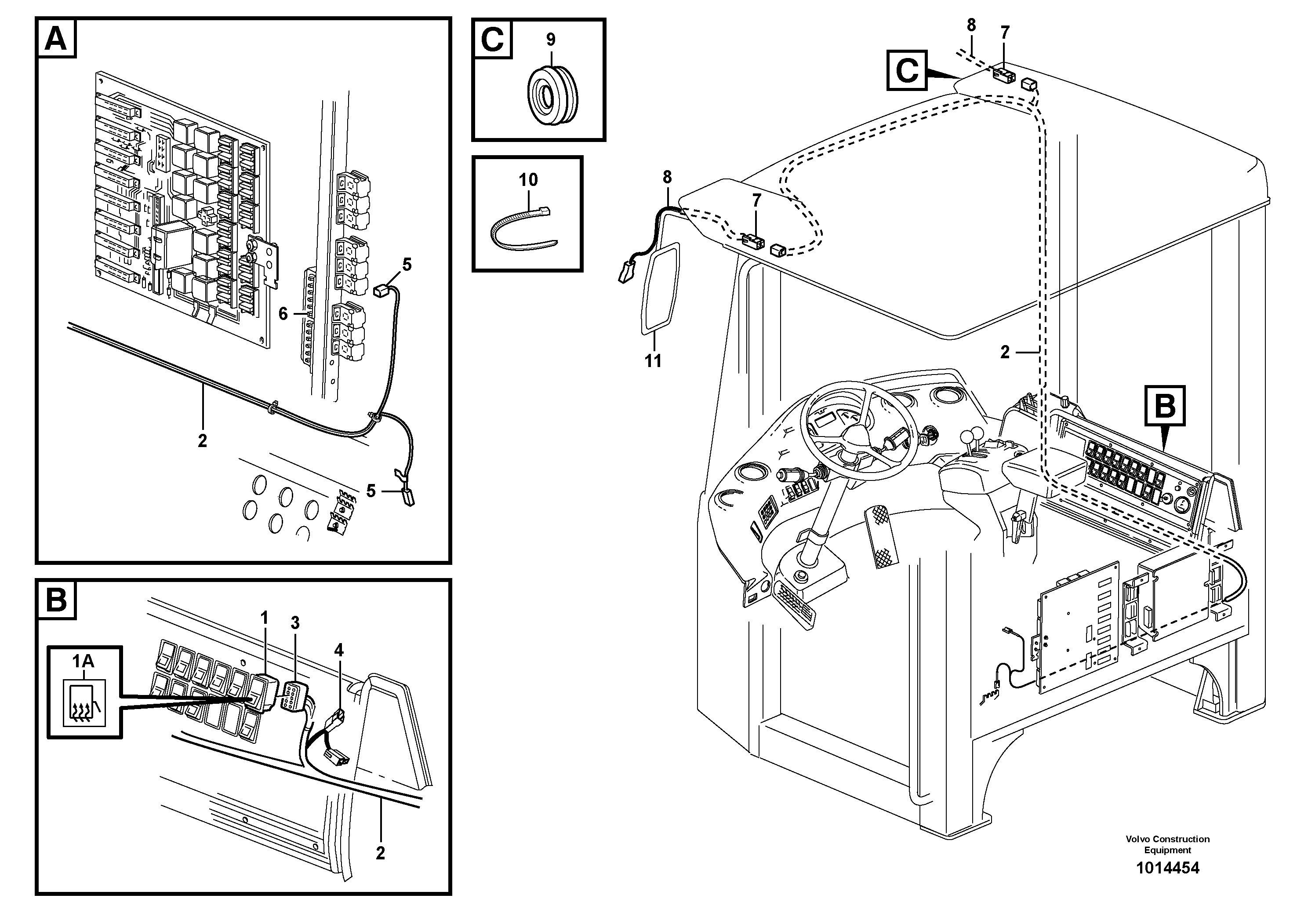 Cable harness, electr. heated rear-view mirror  80830 — volvo parts diagram