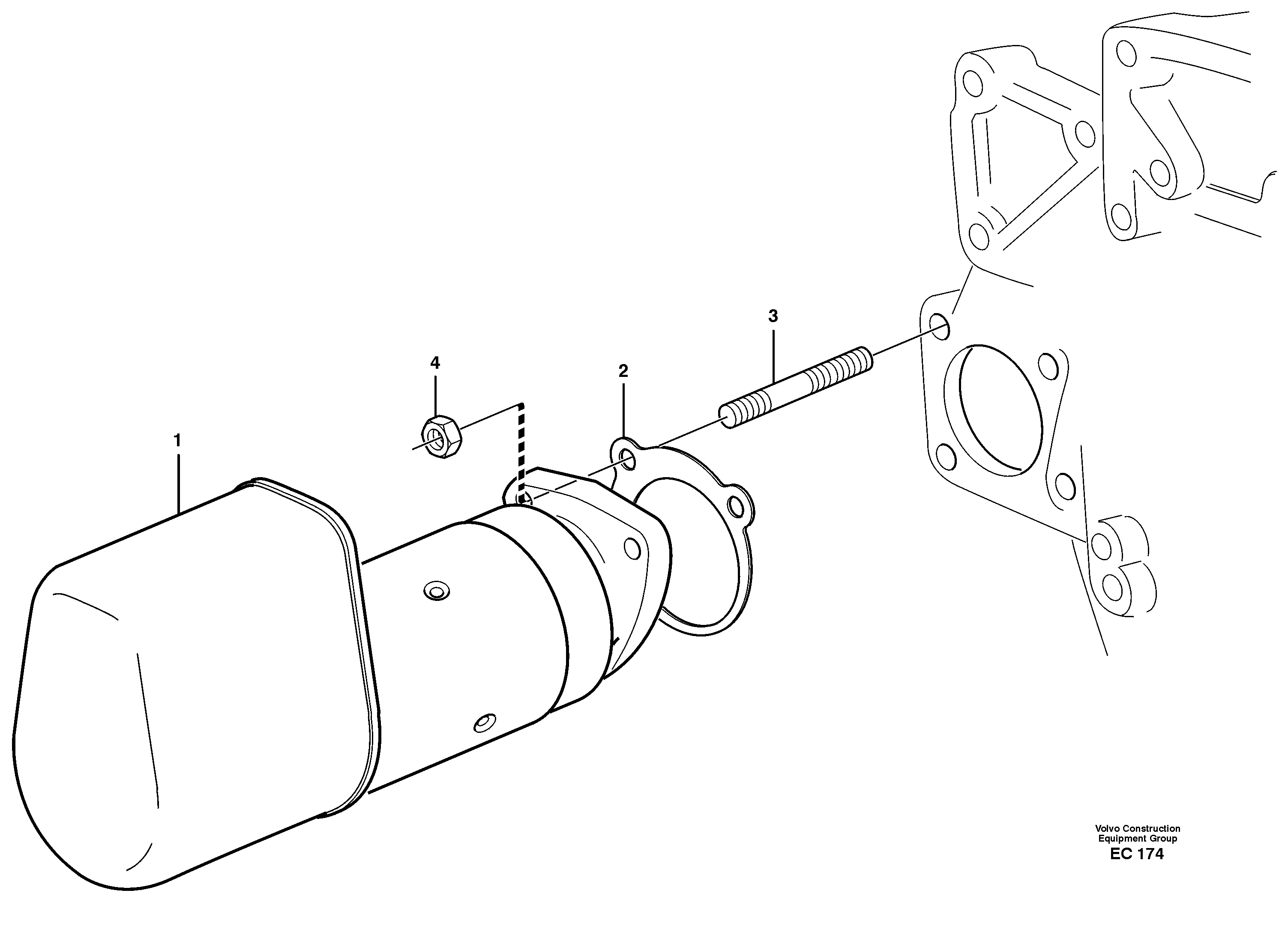 Starter motor, mounting — volvo parts diagram