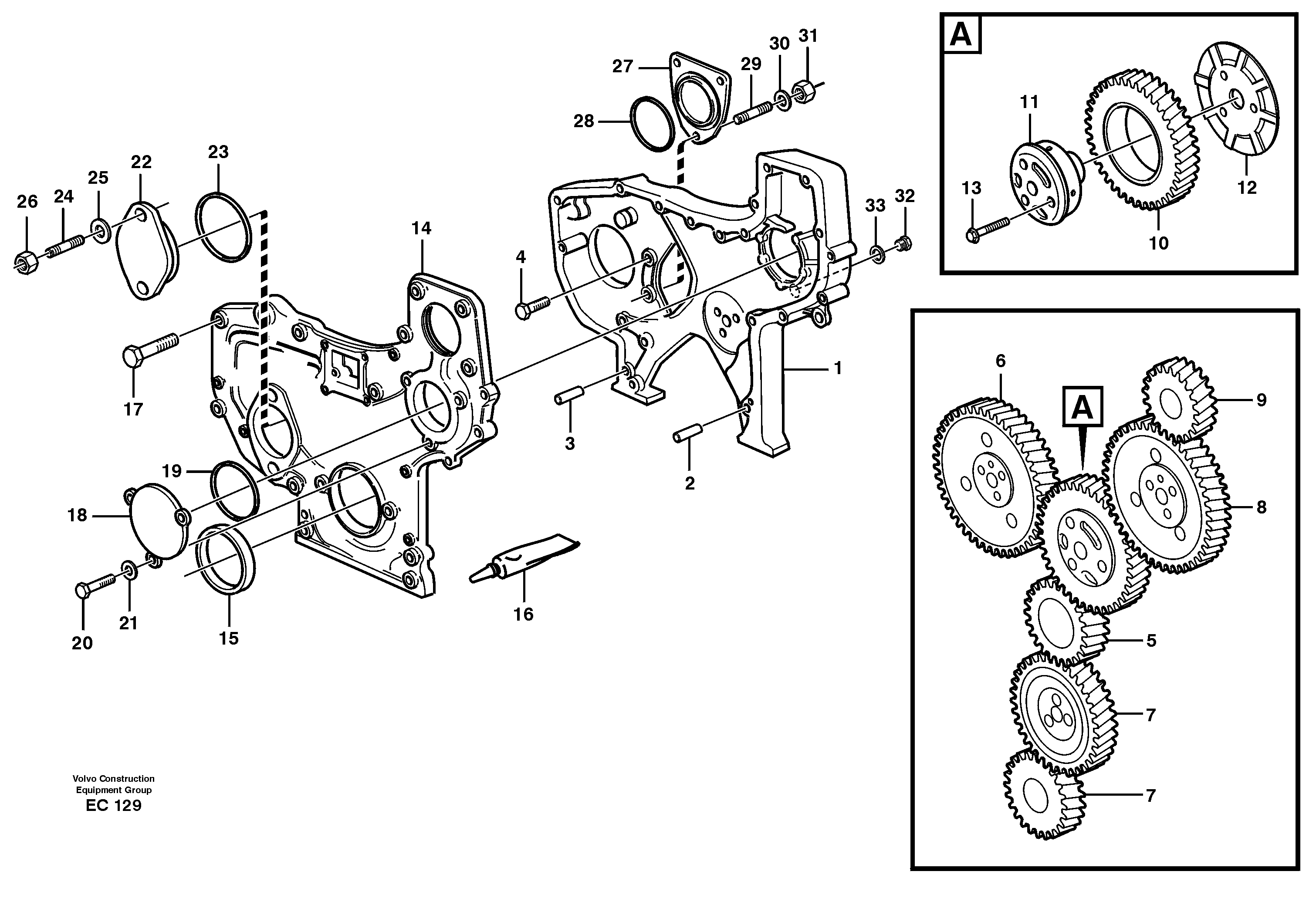 Timing gear casing — volvo parts diagram
