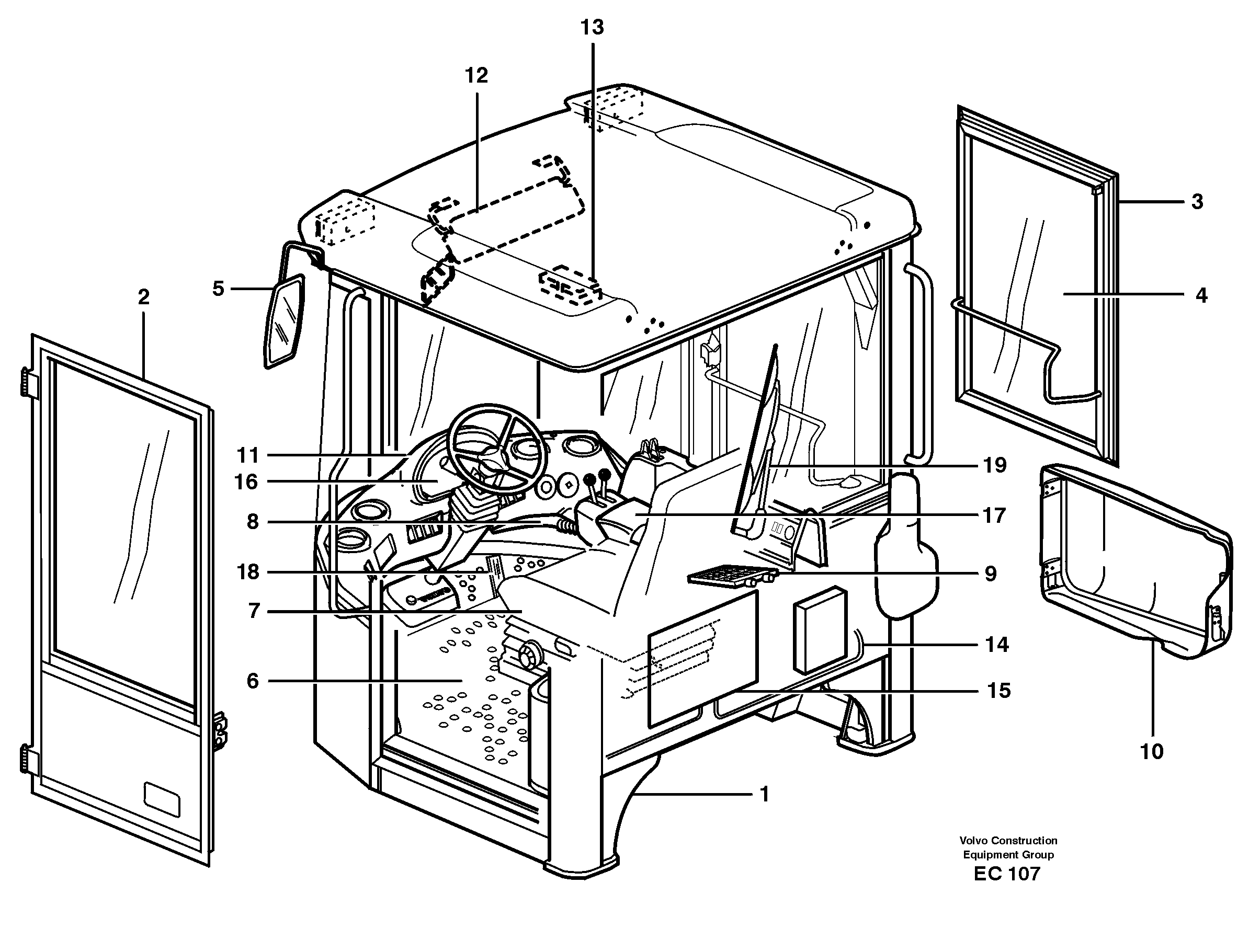 Drivers cab — volvo parts diagram