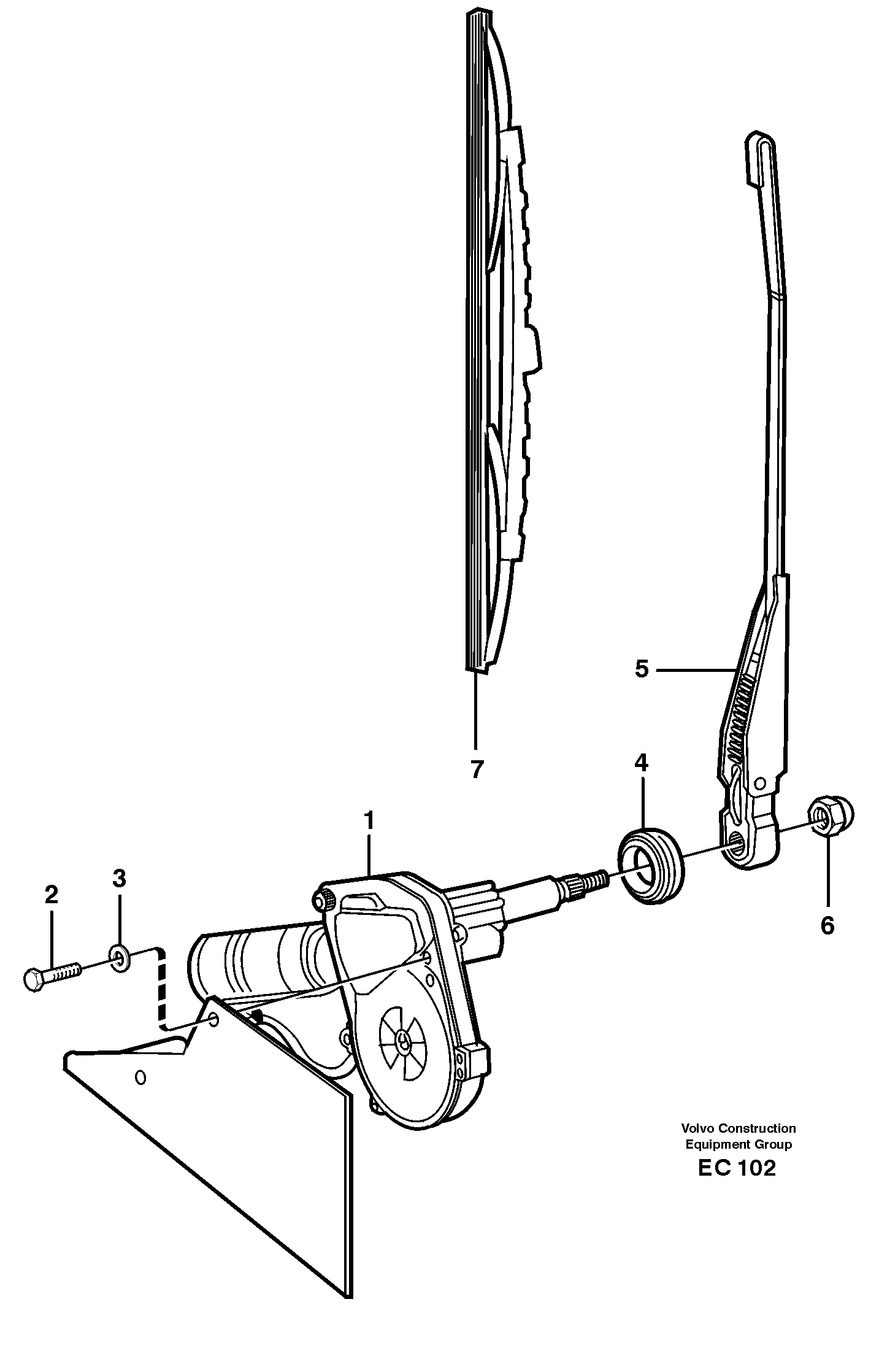 Windshield wiper, rear  33154, 33164 — volvo parts diagram