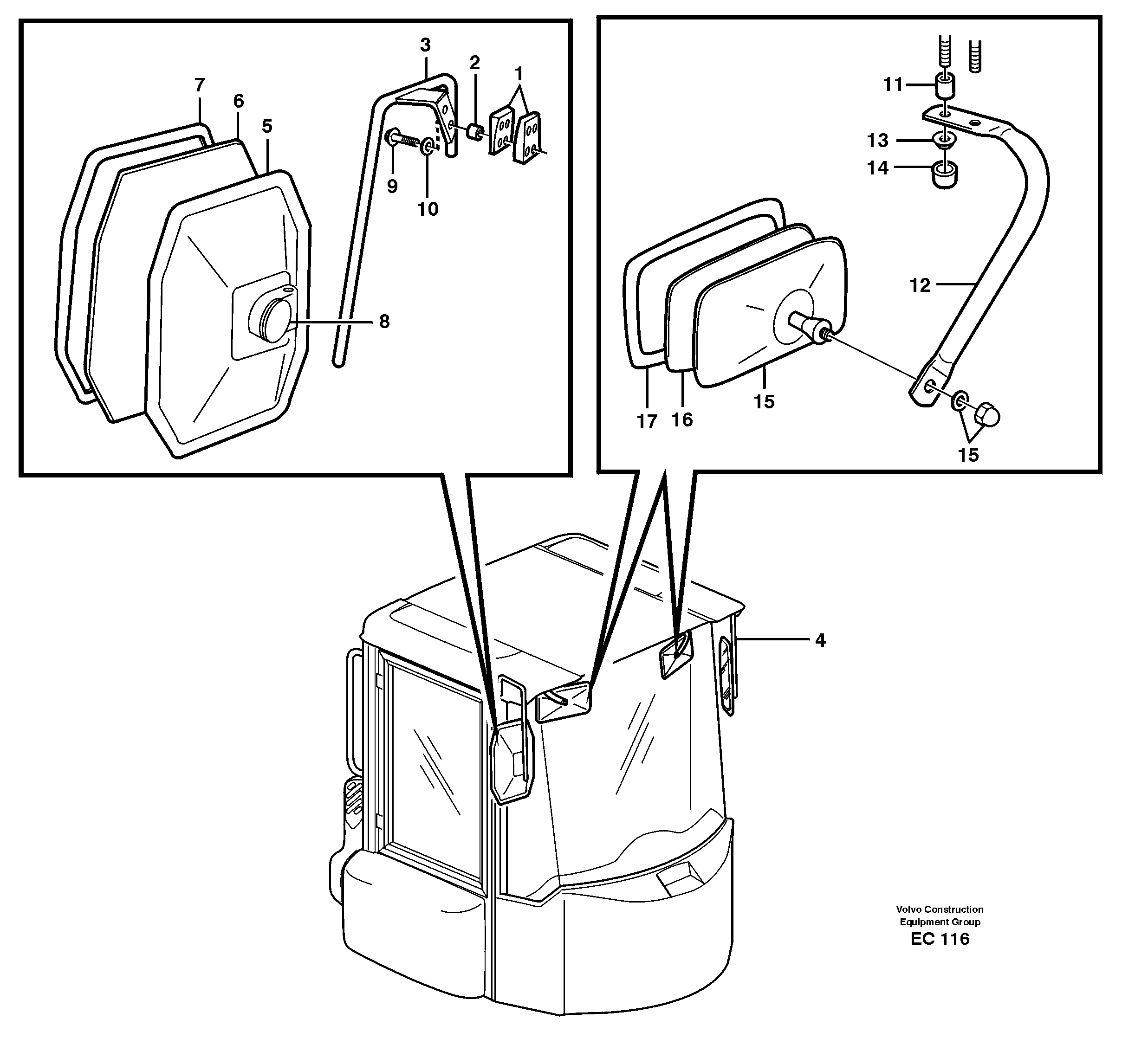 Rear view mirror — volvo parts diagram