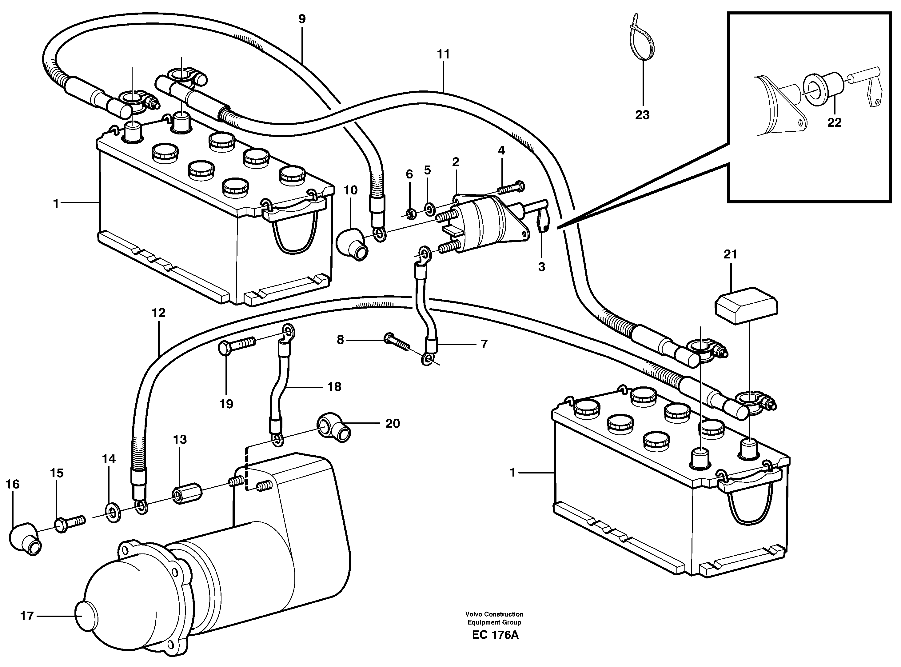 Battery cable and main switch — volvo parts diagram
