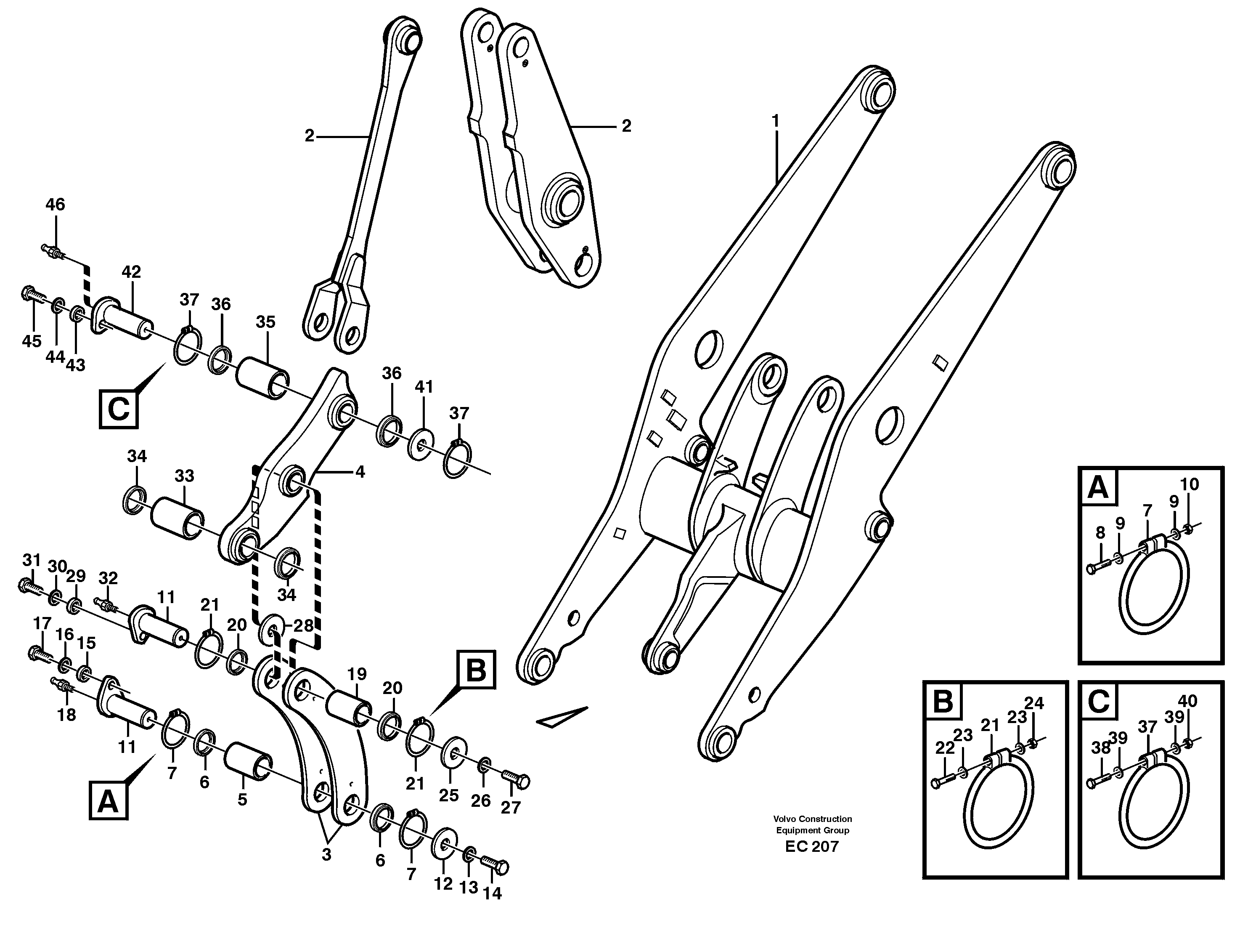 Forward links with fitting parts — volvo parts diagram
