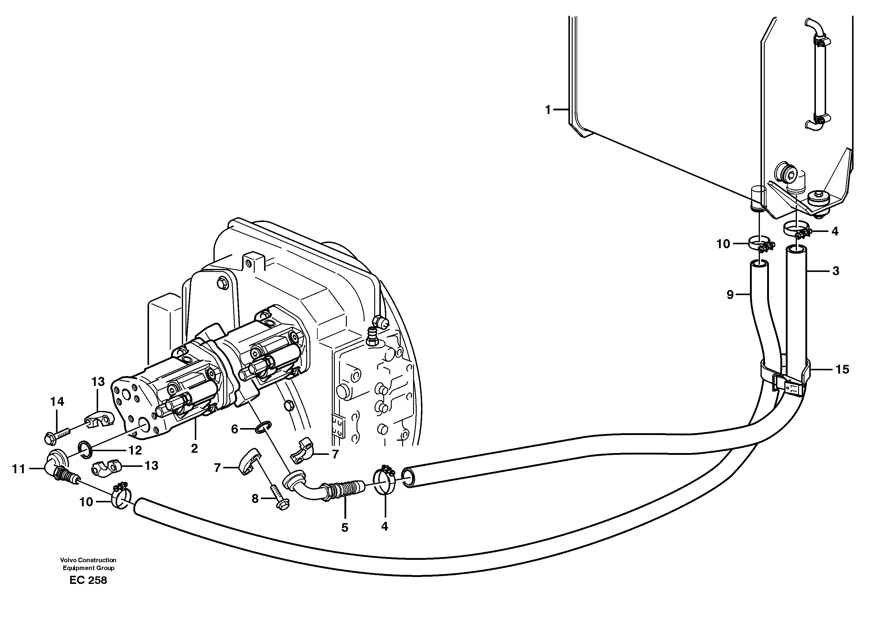 Suction line tank - pump — volvo parts diagram