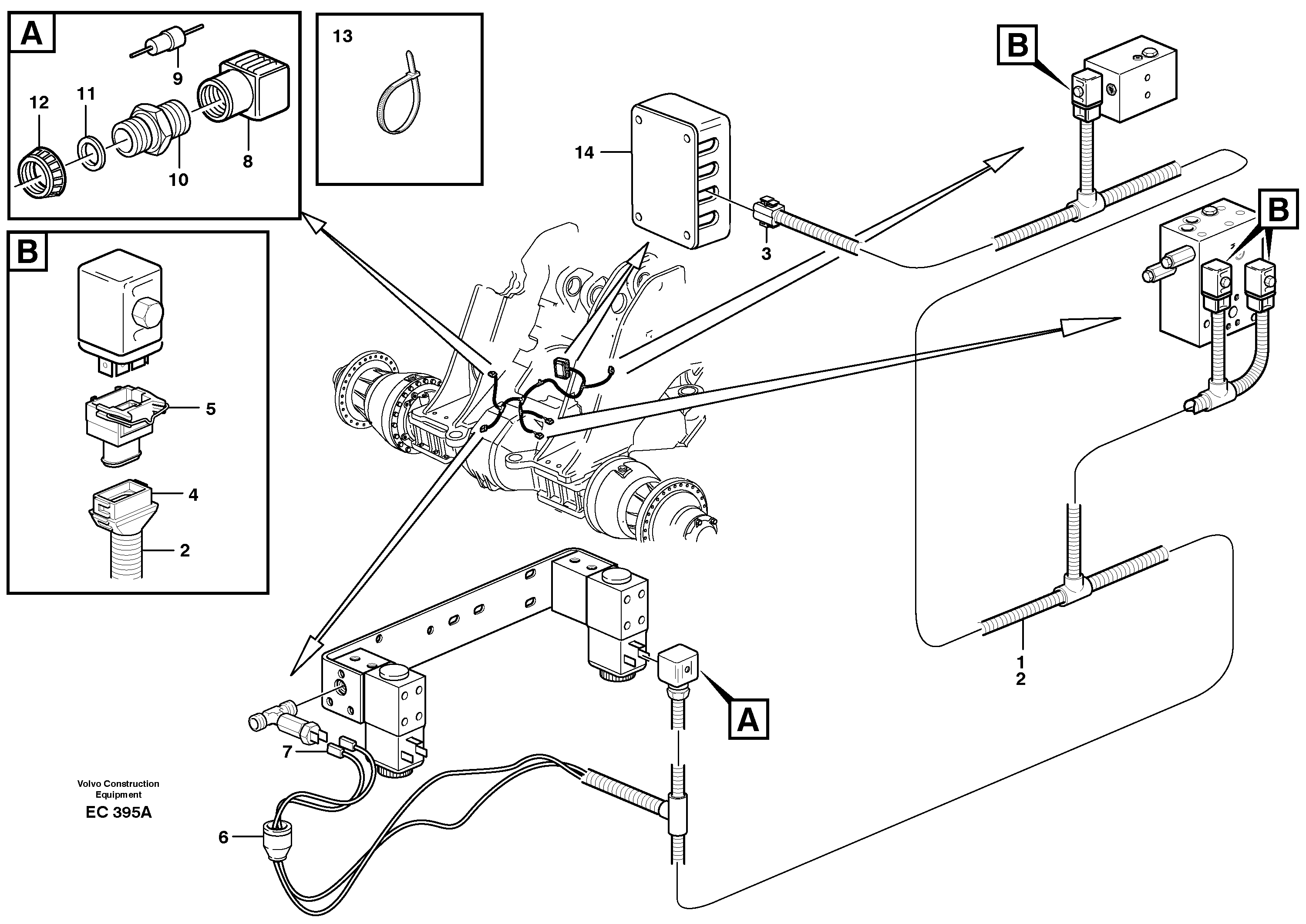Cable harness, boom suspension system.  80084, 80097 — volvo parts diagram