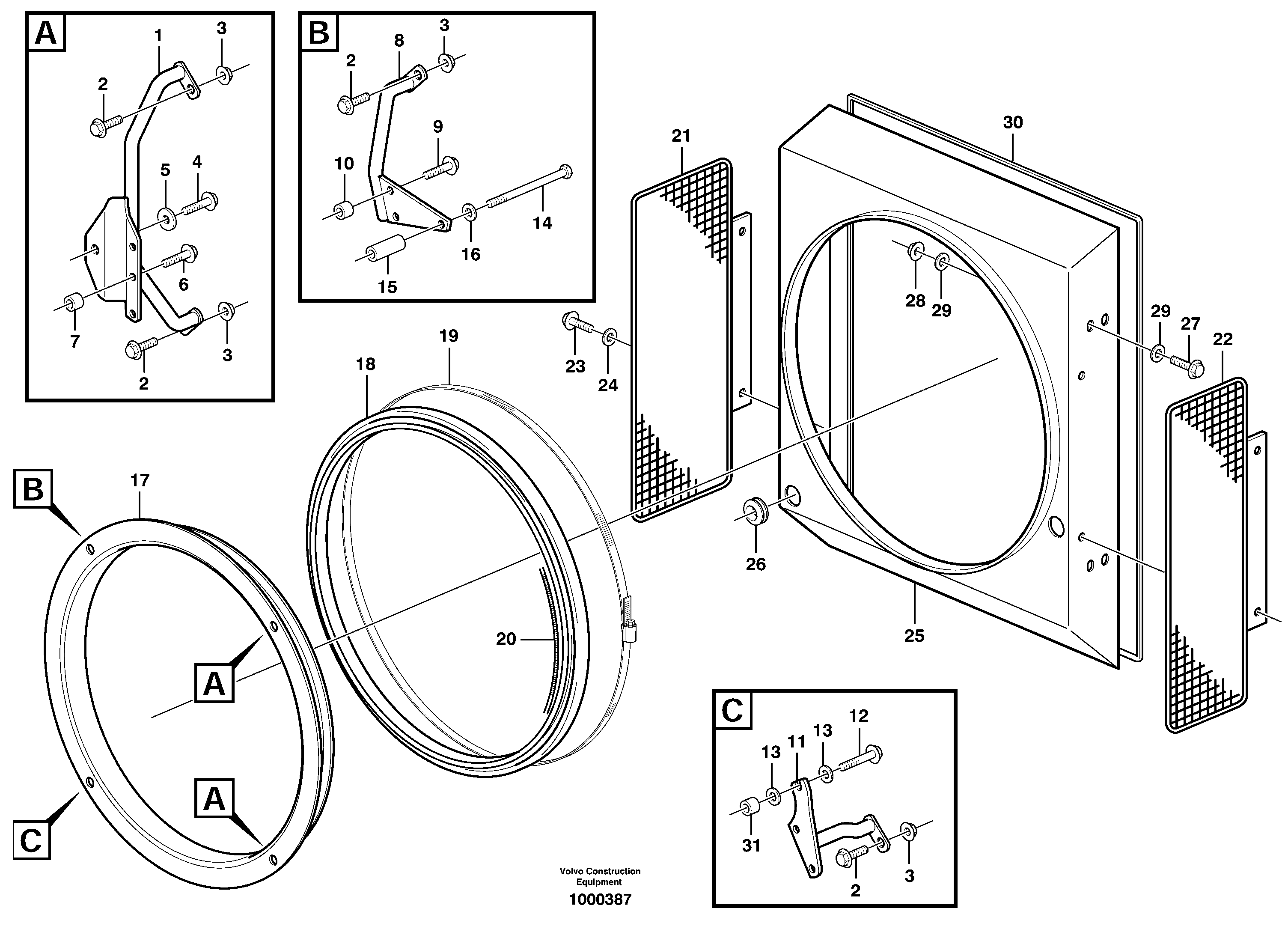 Fan and fan shroud — volvo parts diagram