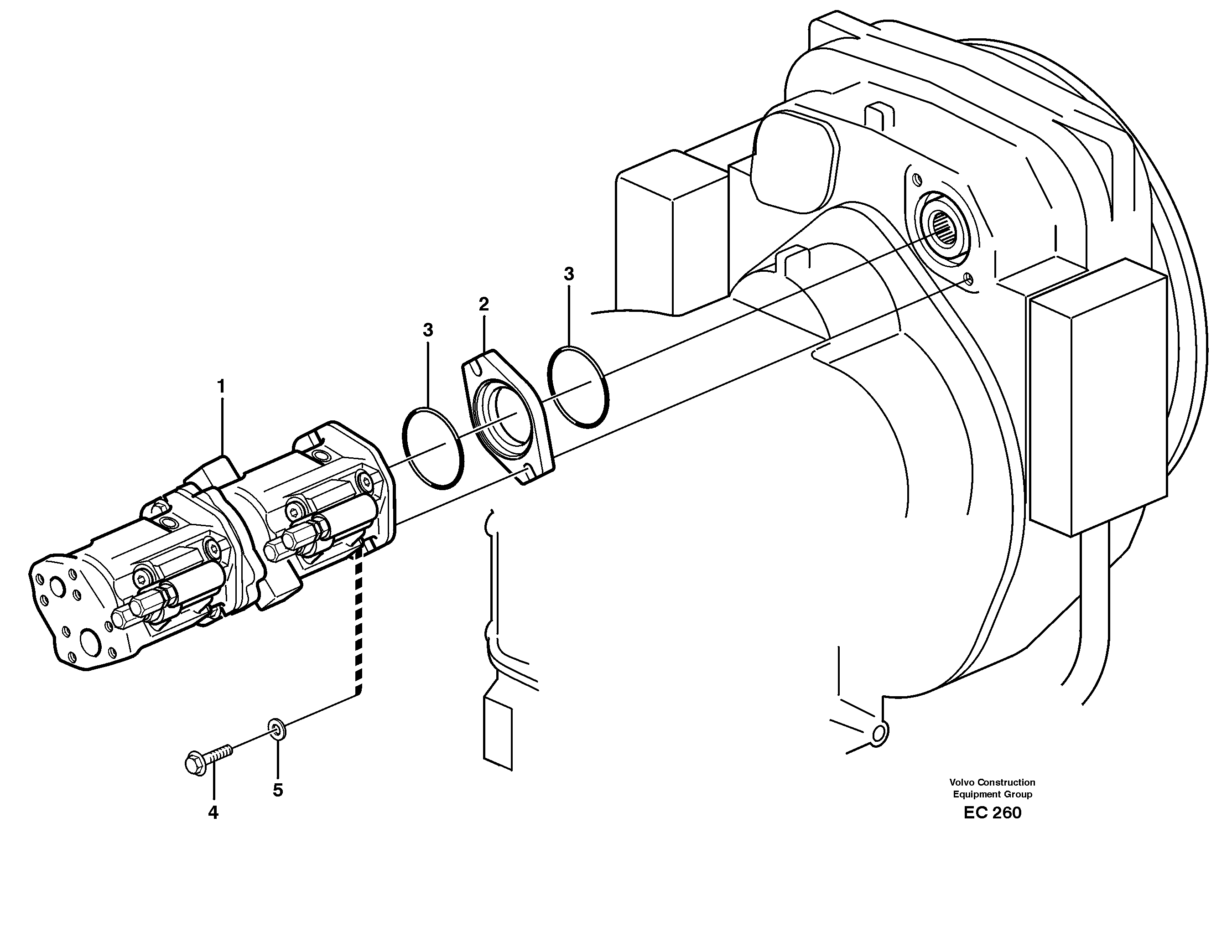 Hydraulic pump with fitting parts — volvo parts diagram