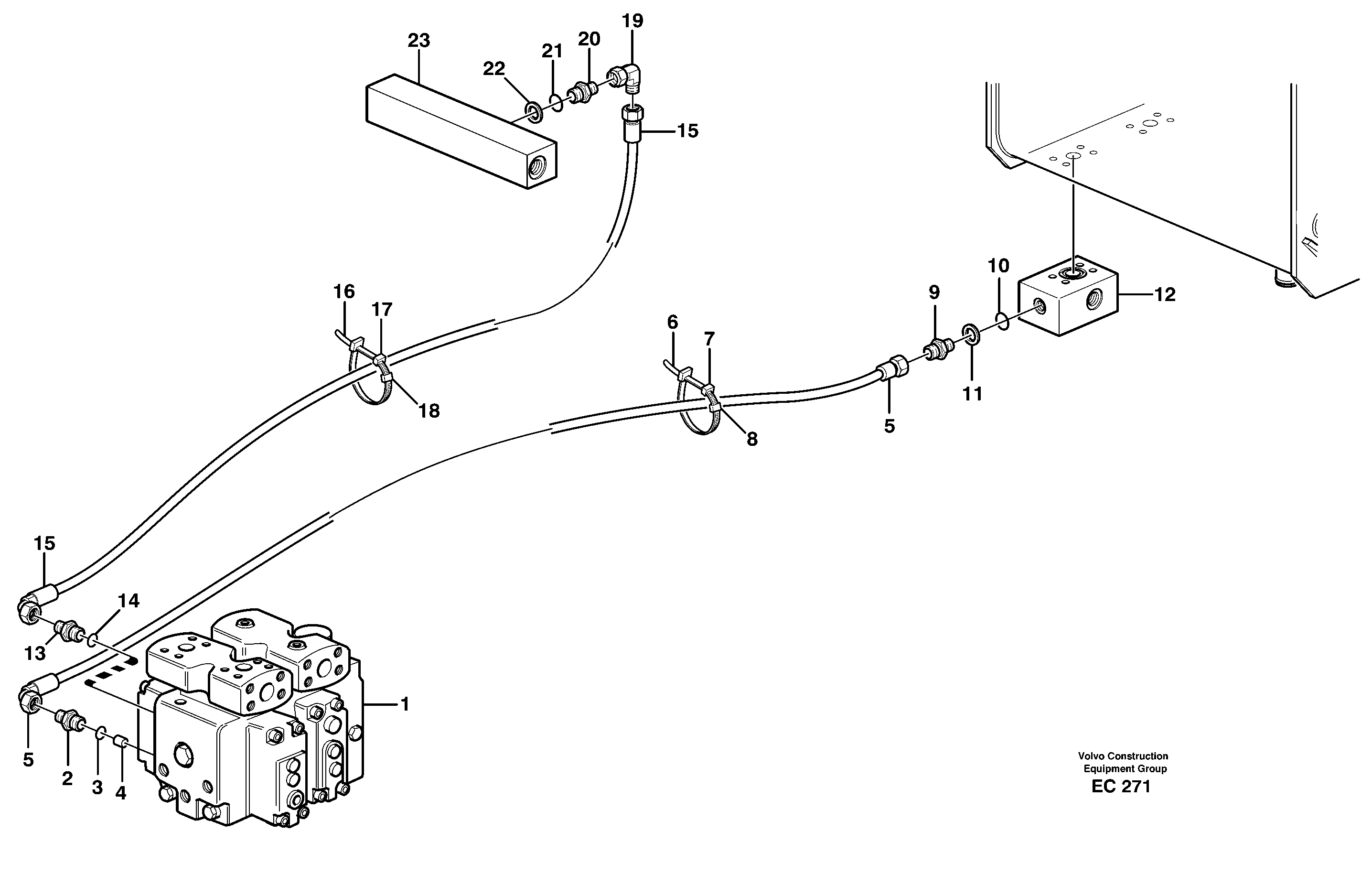 Draining line - control valve — volvo parts diagram