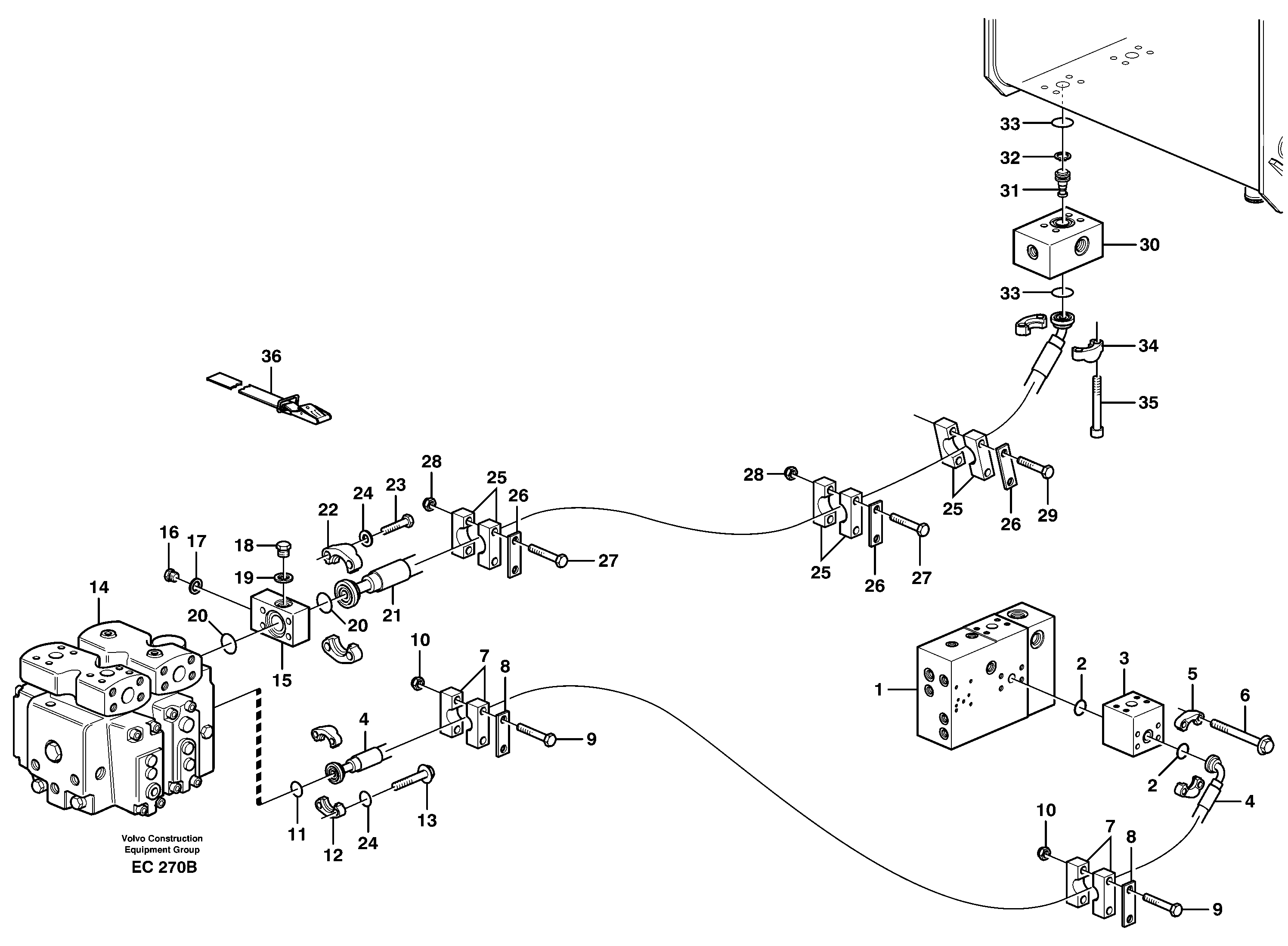 Feed- and return lines - control valve — volvo parts diagram