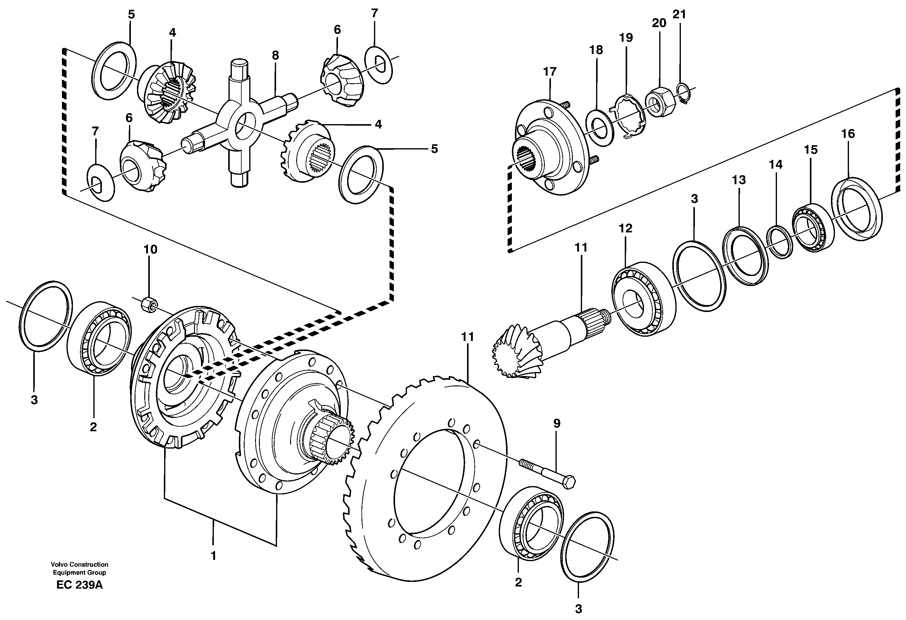 Final drive, front  AWB 15, STD, 80087, 80088 — volvo parts diagram