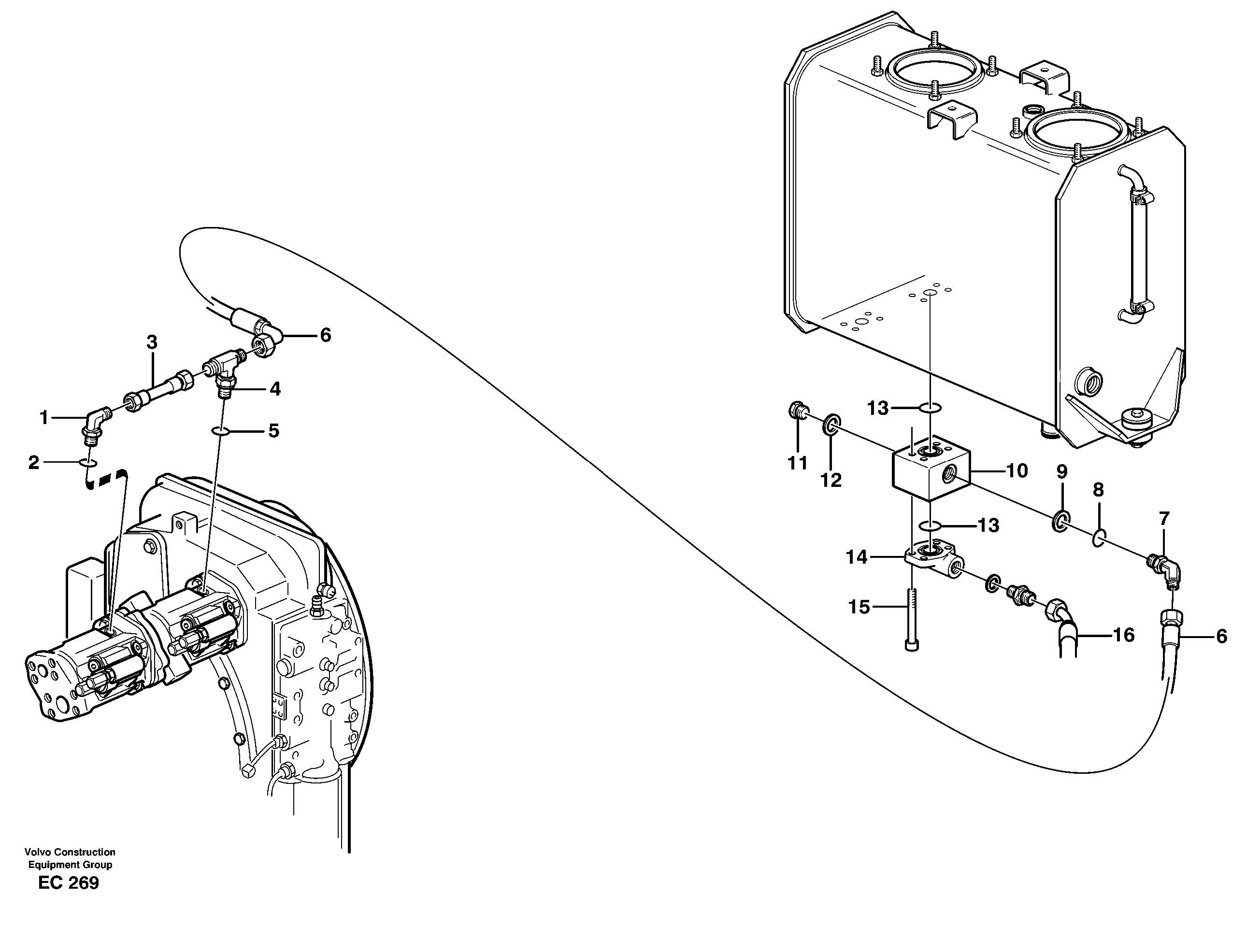Leak-off line, pump — volvo parts diagram