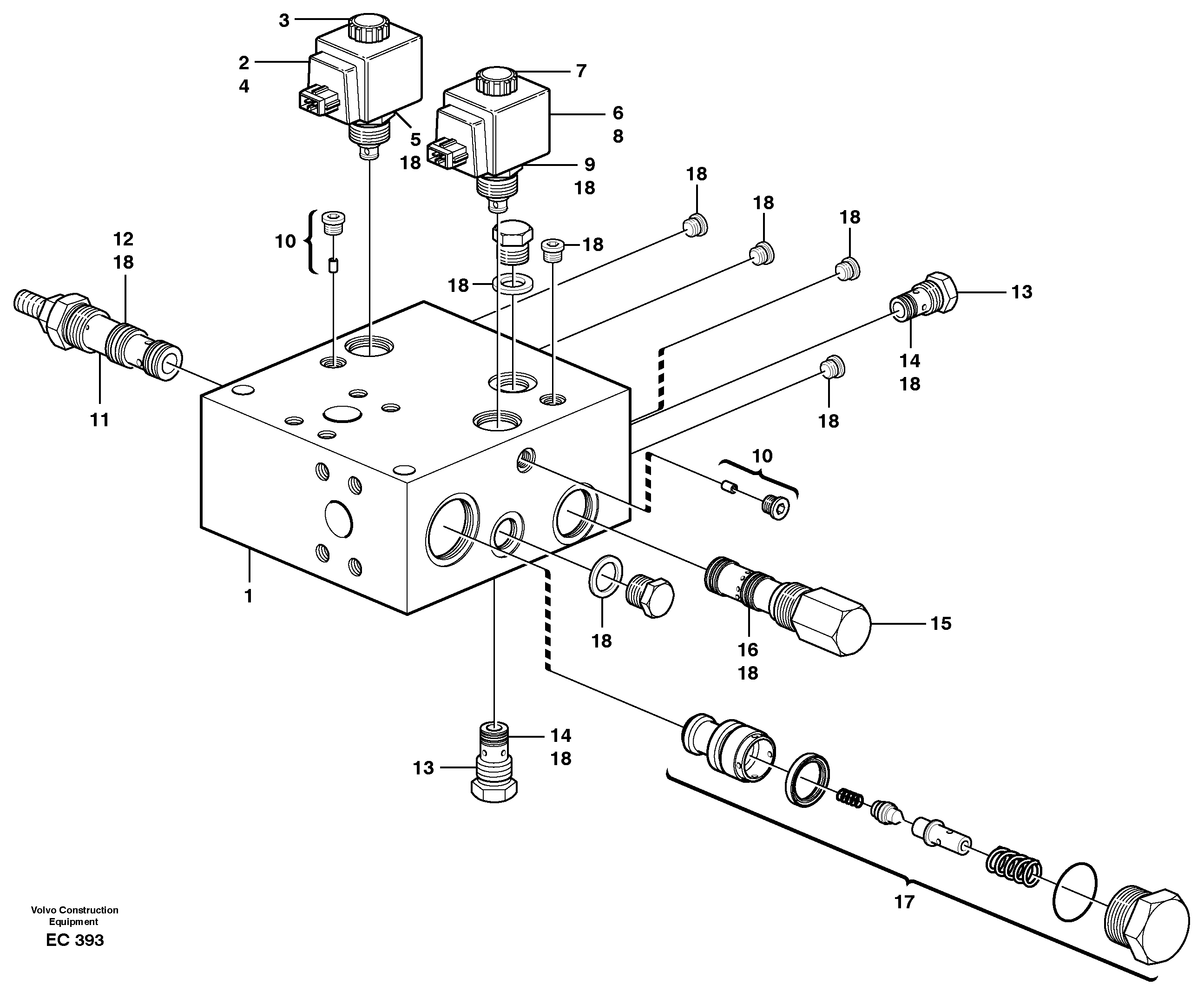 Valve, circuit body and return valve  80084 — volvo parts diagram