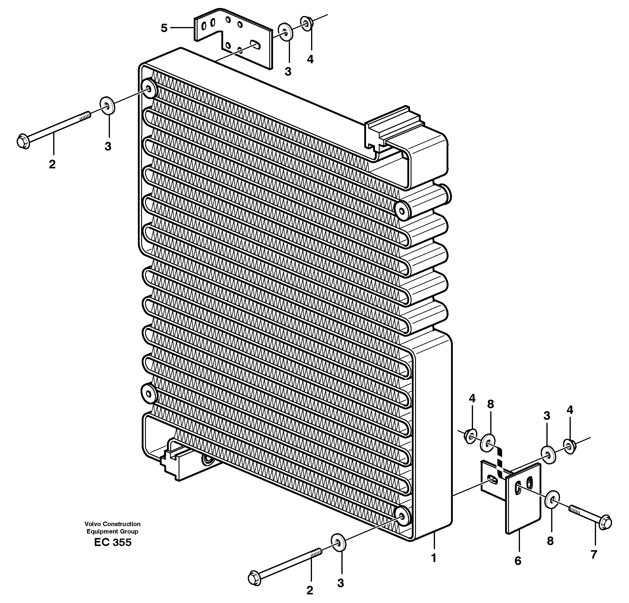 Condenser for cooling agent R134a with fitting parts.  80131, 80420 — volvo parts diagram